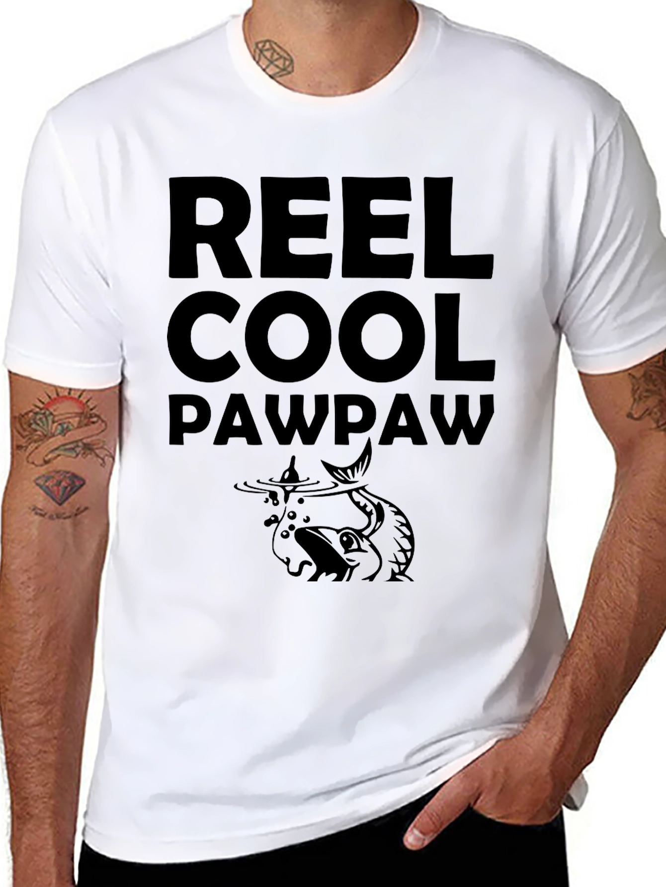 Reel Cool Pawpaw Black Graphic T-Shirt