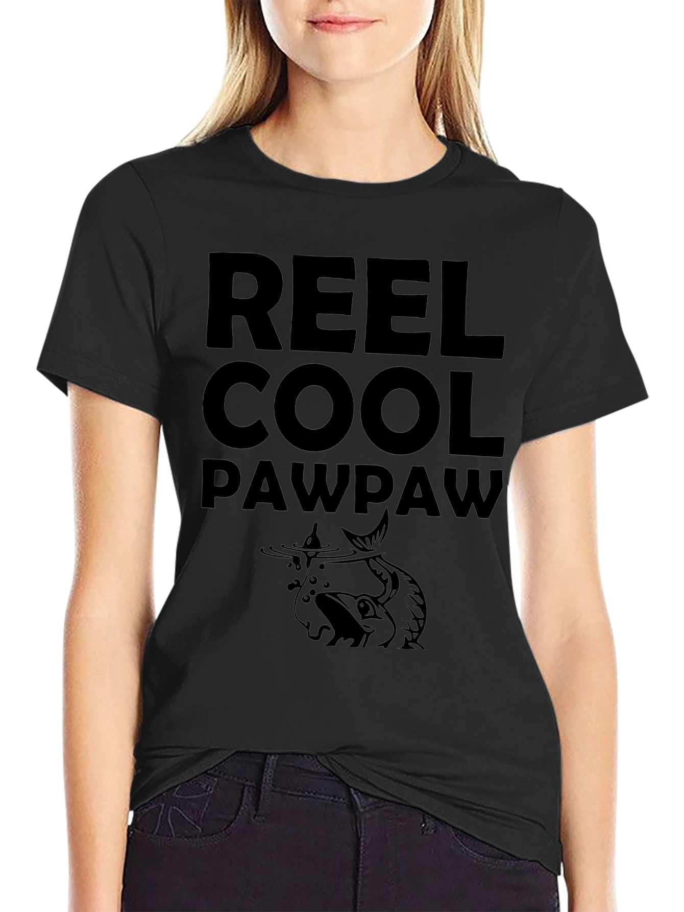 Reel Cool Pawpaw Black Graphic T-Shirt