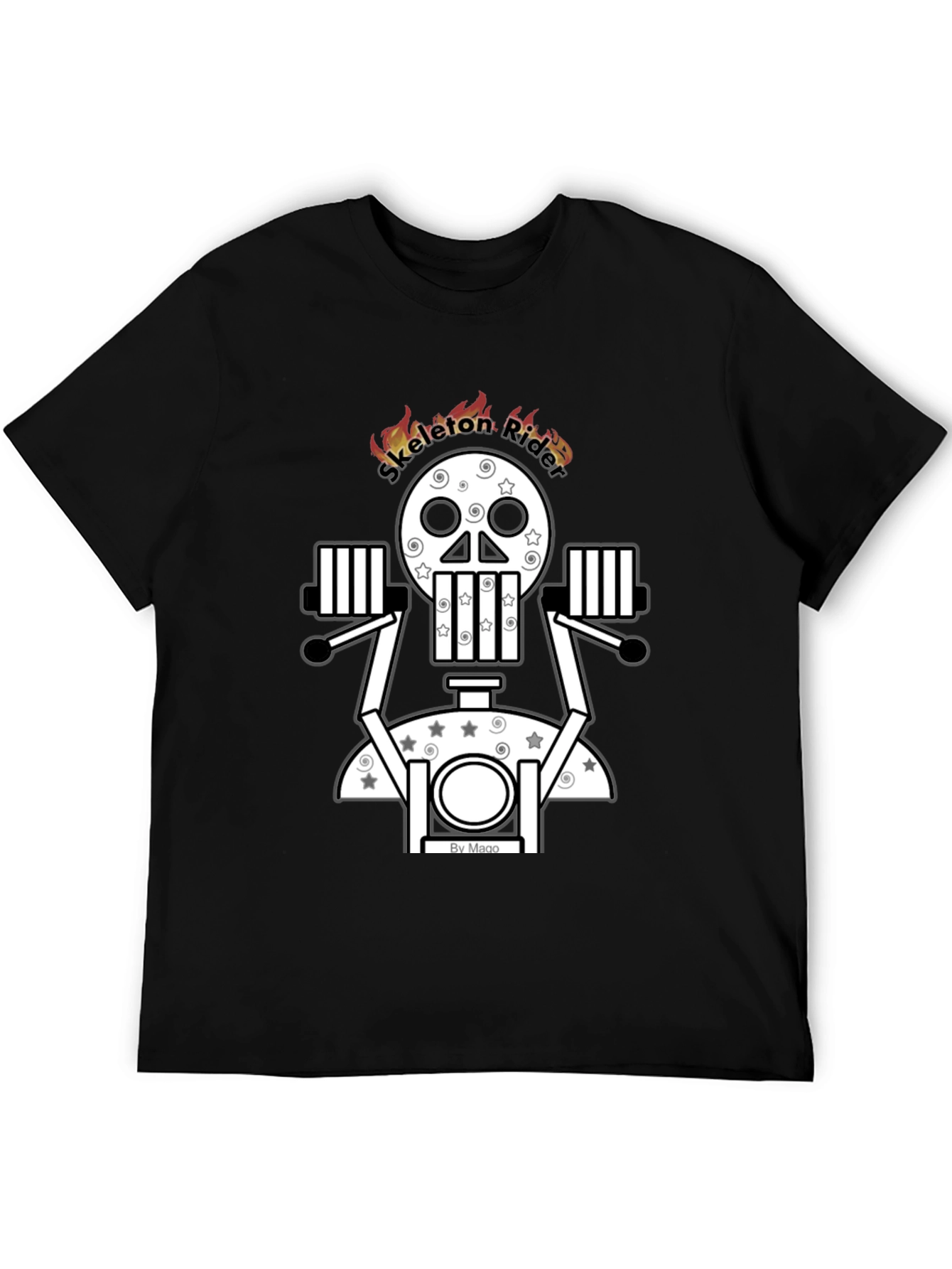 Skeleton Rider Graphic Tee - Black Cotton Blend T-Shirt