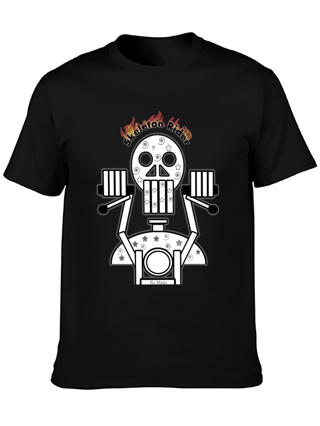 Skeleton Rider Graphic Tee - Black Cotton Blend T-Shirt