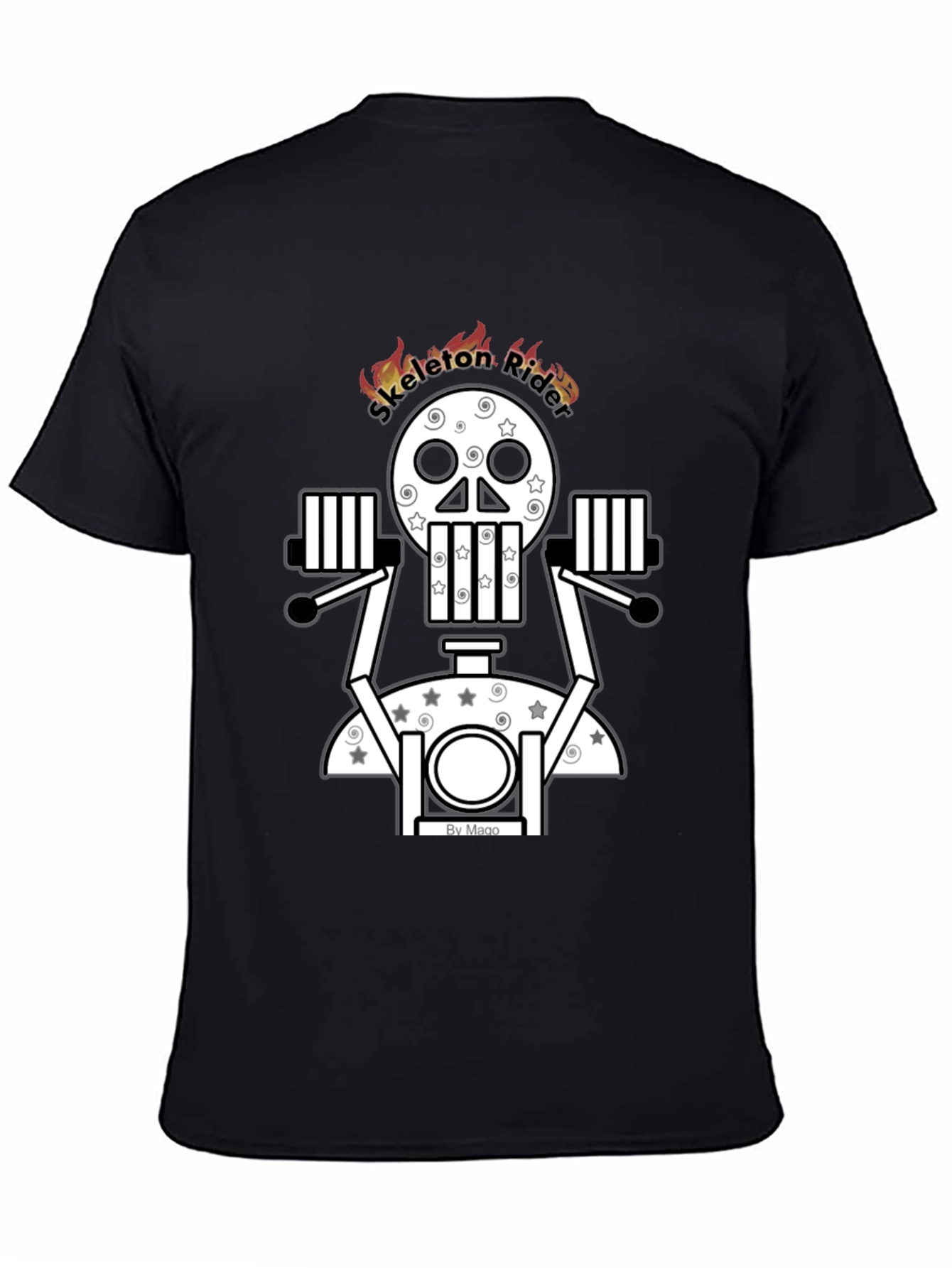 Skeleton Rider Graphic Tee - Black Cotton Blend T-Shirt