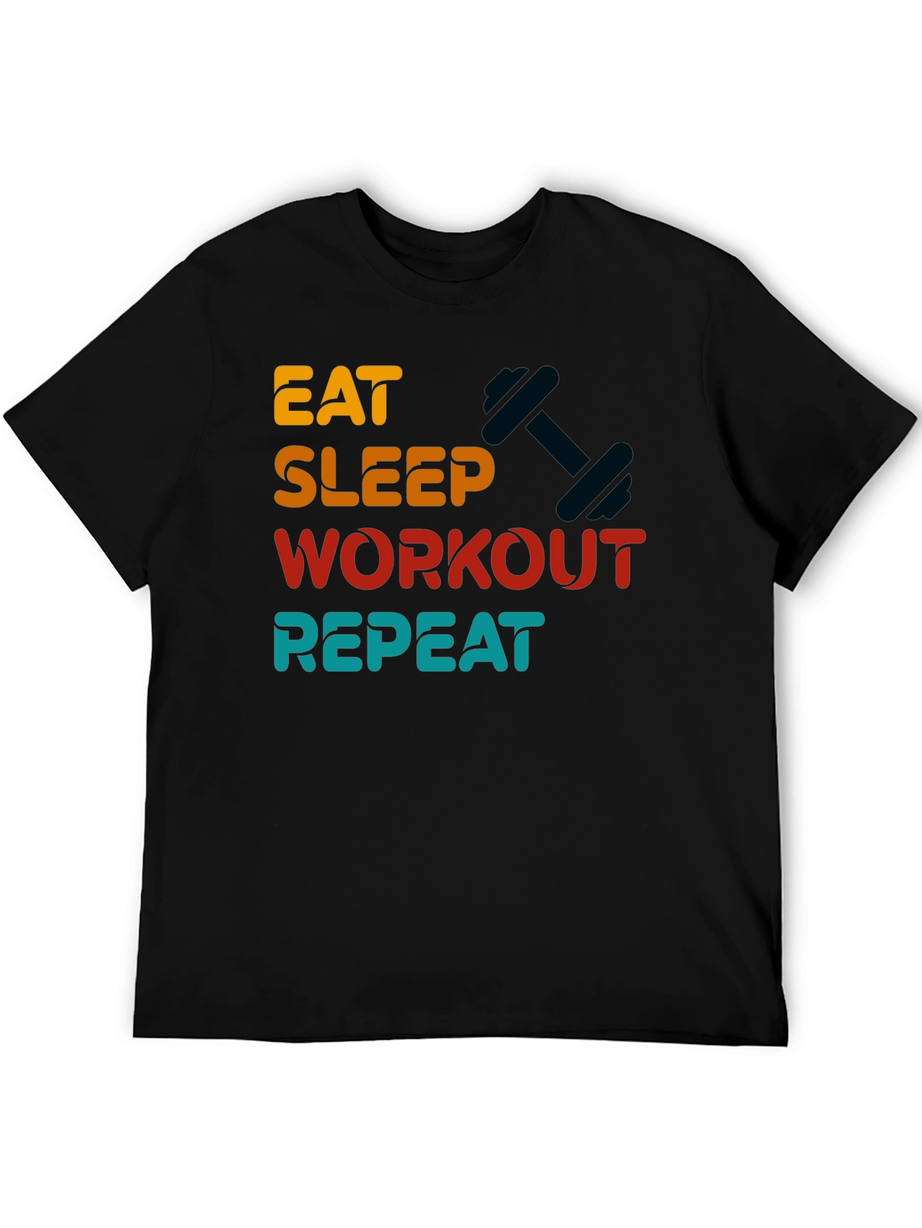 Eat Sleep Workout Repeat Graphic Tee - Black