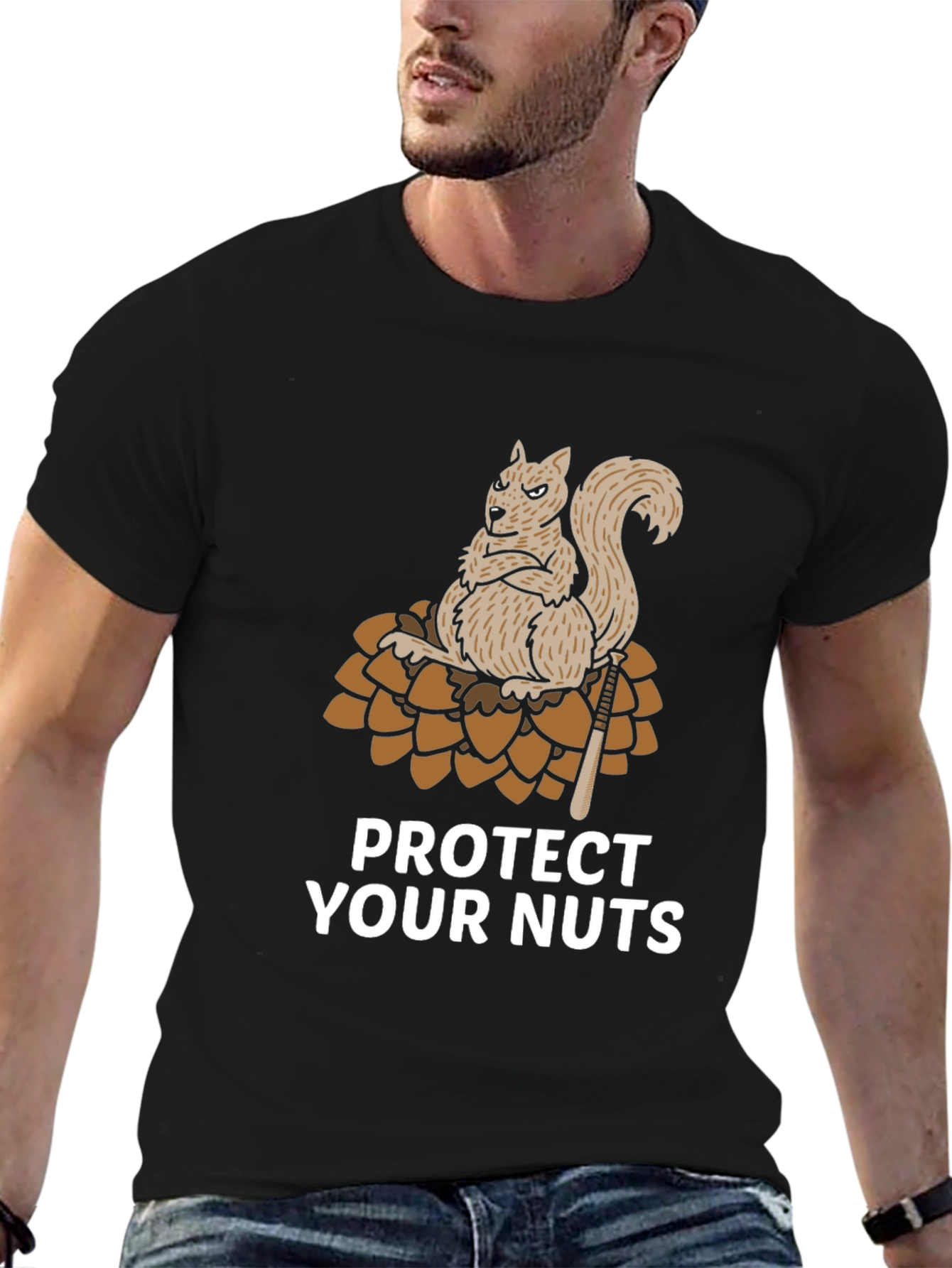 Protect Your Nuts Graphic Tee - Funny Squirrel T-Shirt