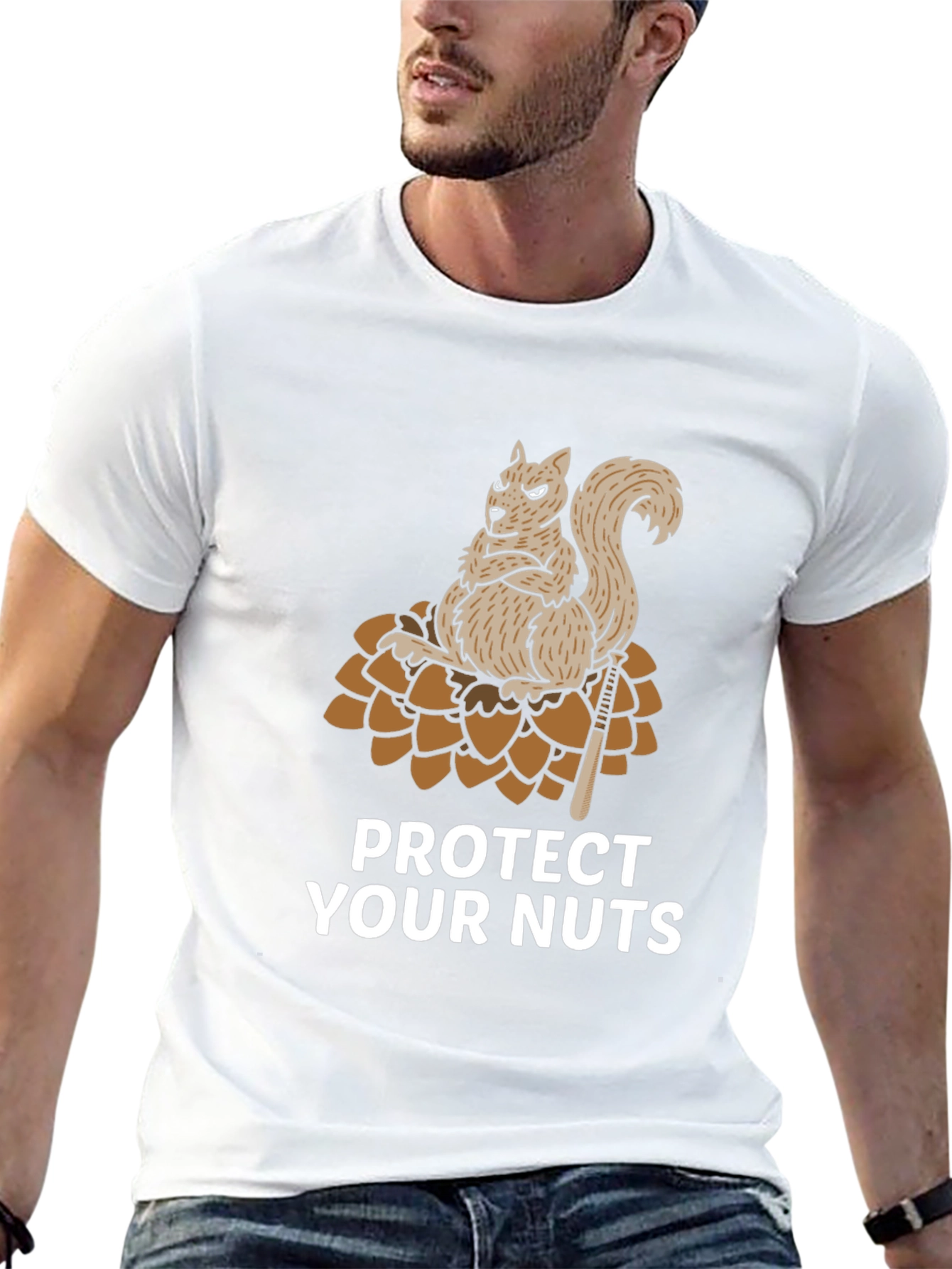 Protect Your Nuts Graphic Tee - Funny Squirrel T-Shirt
