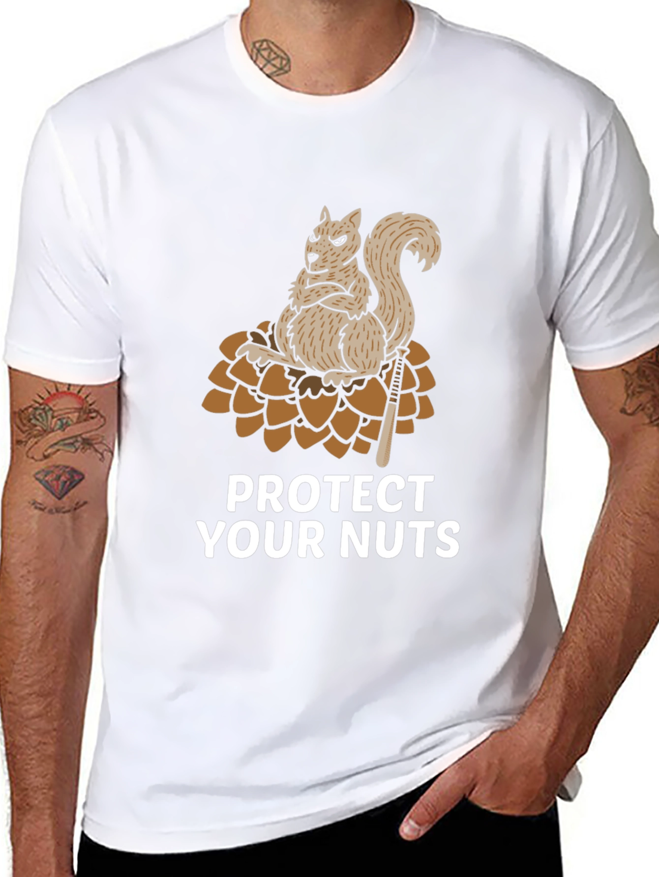 Protect Your Nuts Graphic Tee - Funny Squirrel T-Shirt