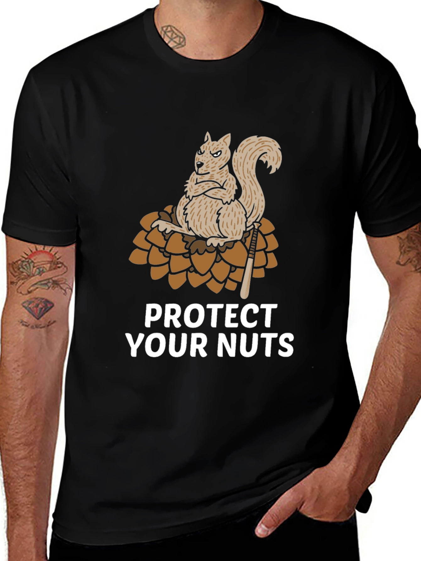 Protect Your Nuts Graphic Tee - Funny Squirrel T-Shirt
