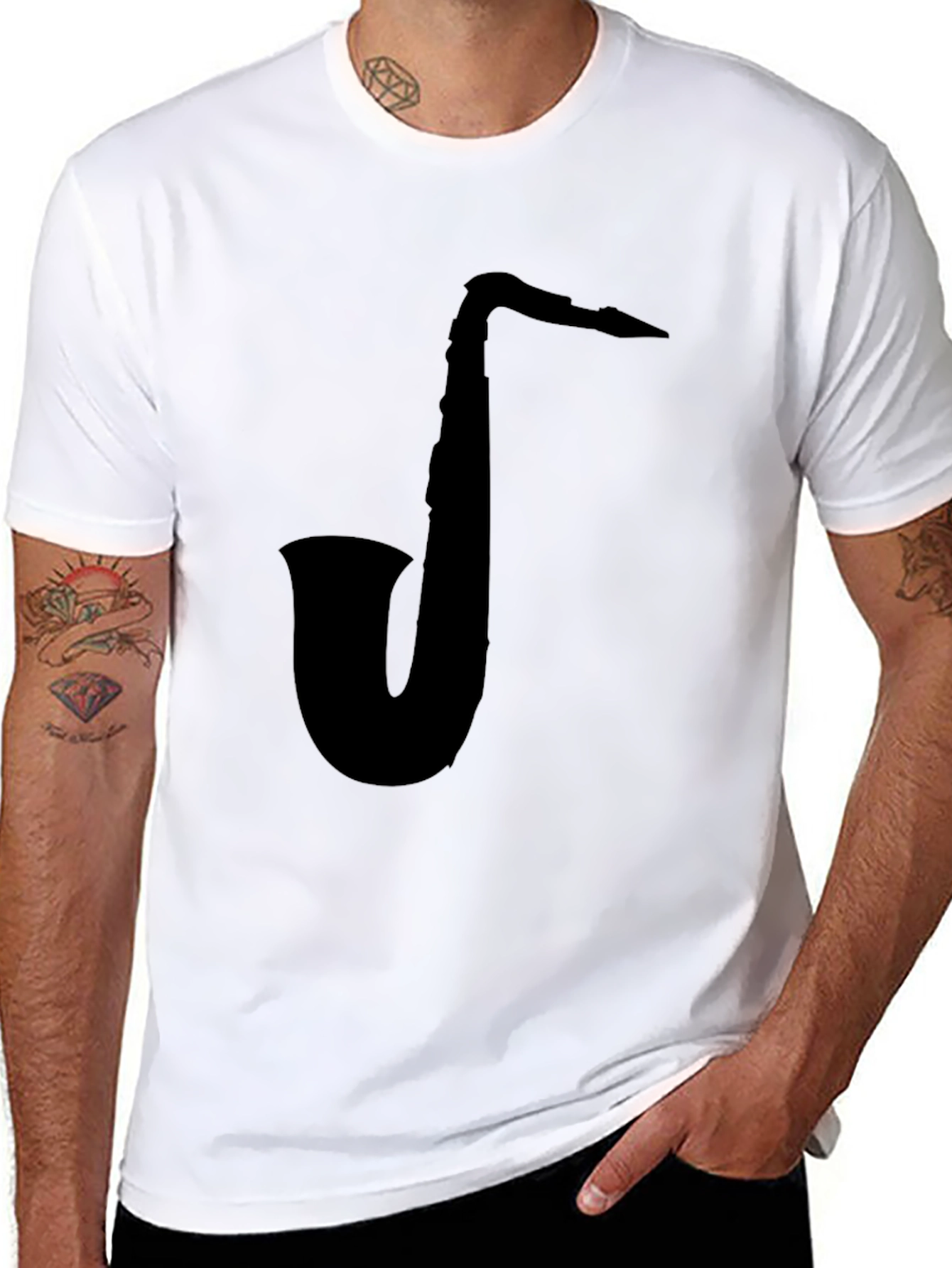 Saxophone Graphic Black T-Shirt