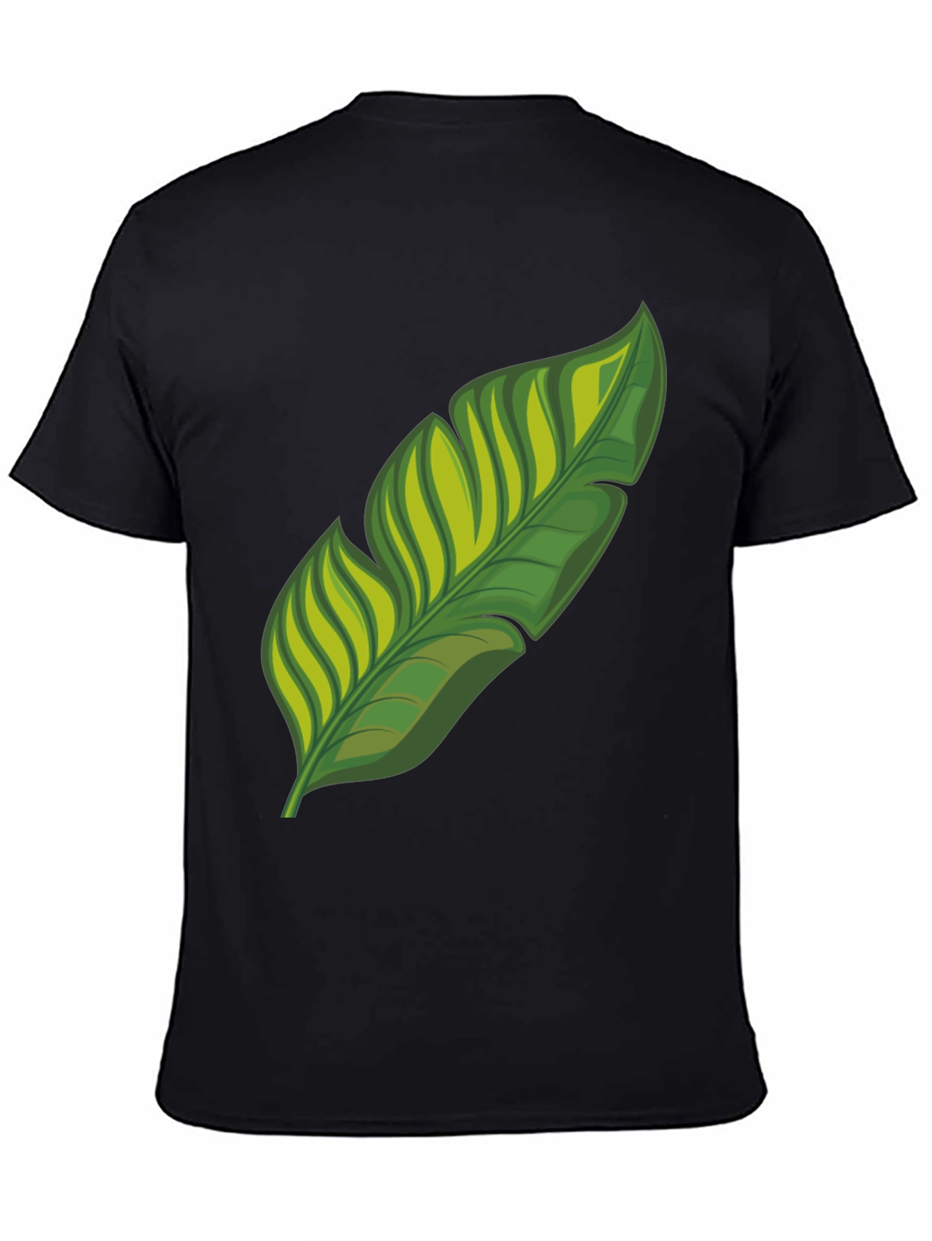 Tropical Leaf Graphic Print Black T-Shirt