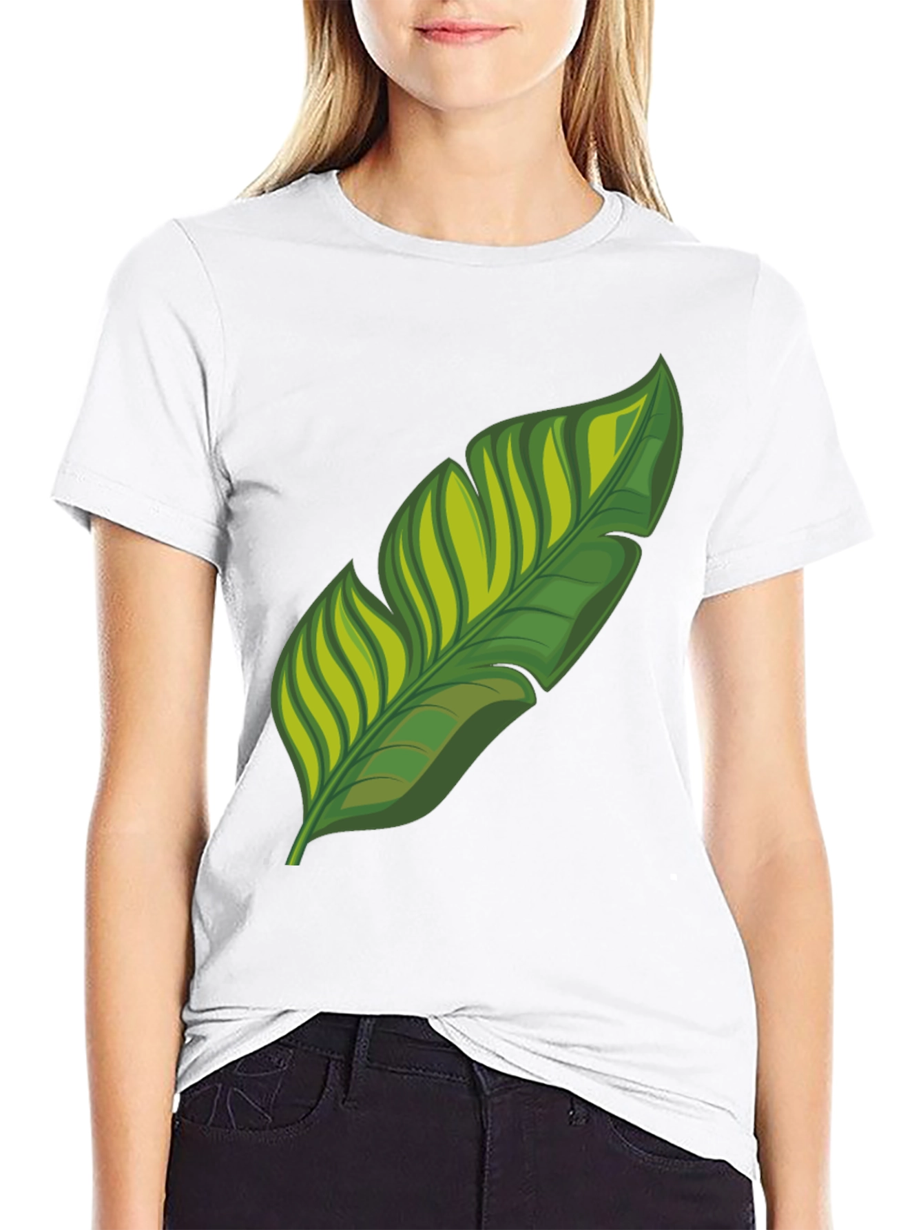 Tropical Leaf Graphic Print Black T-Shirt