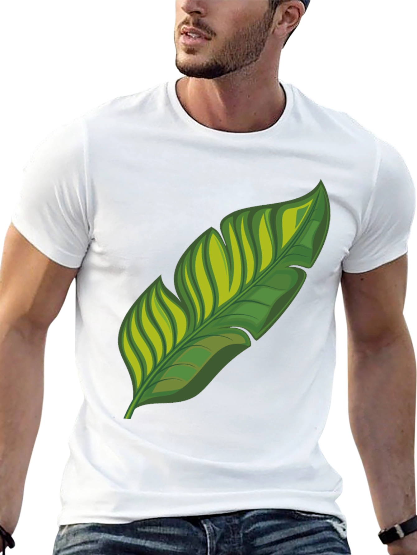 Tropical Leaf Graphic Print Black T-Shirt