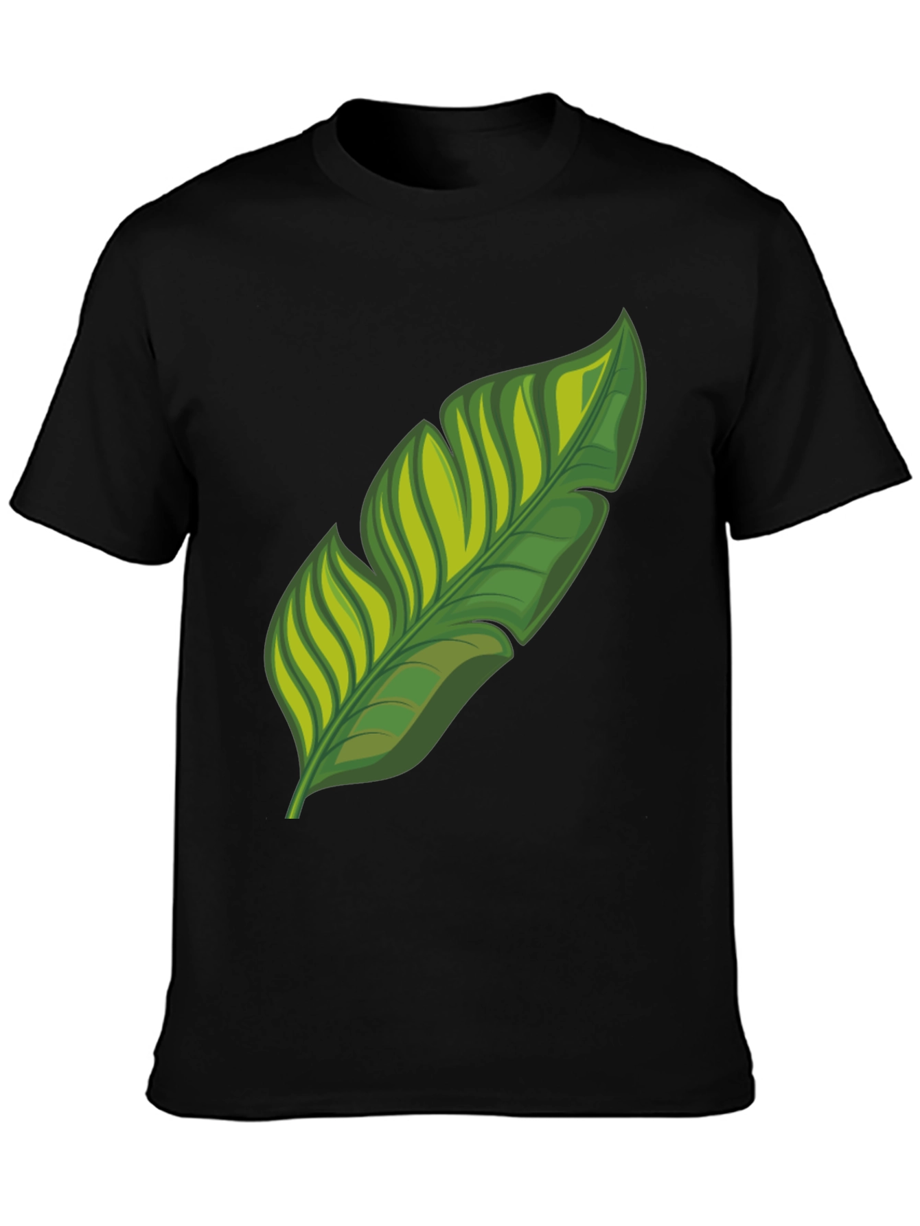 Tropical Leaf Graphic Print Black T-Shirt
