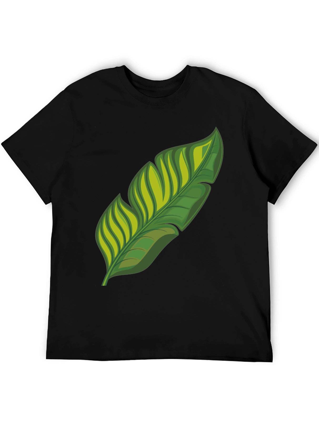 Tropical Leaf Graphic Print Black T-Shirt