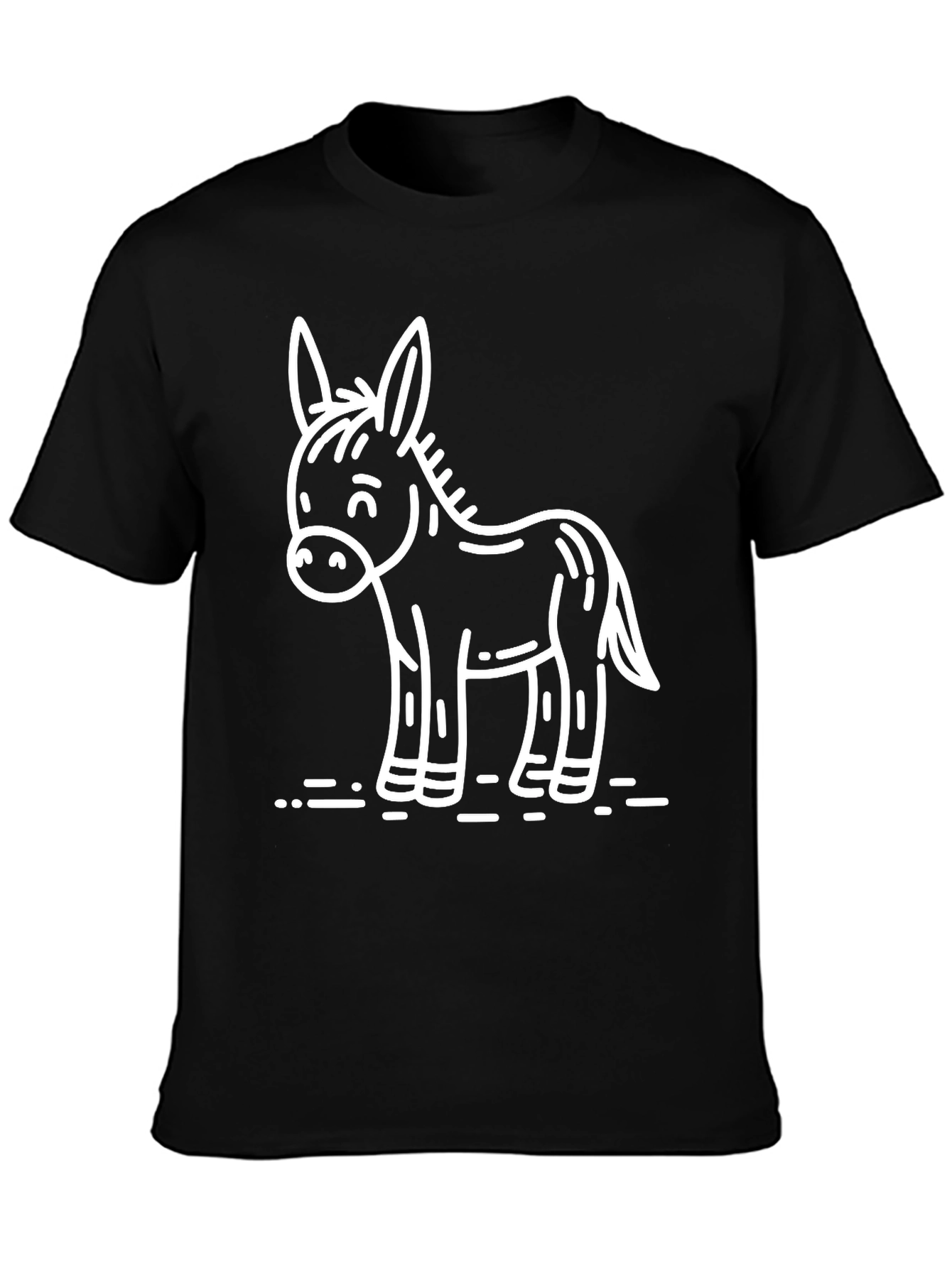 Cute Donkey Graphic Tee - Black Cotton T-Shirt