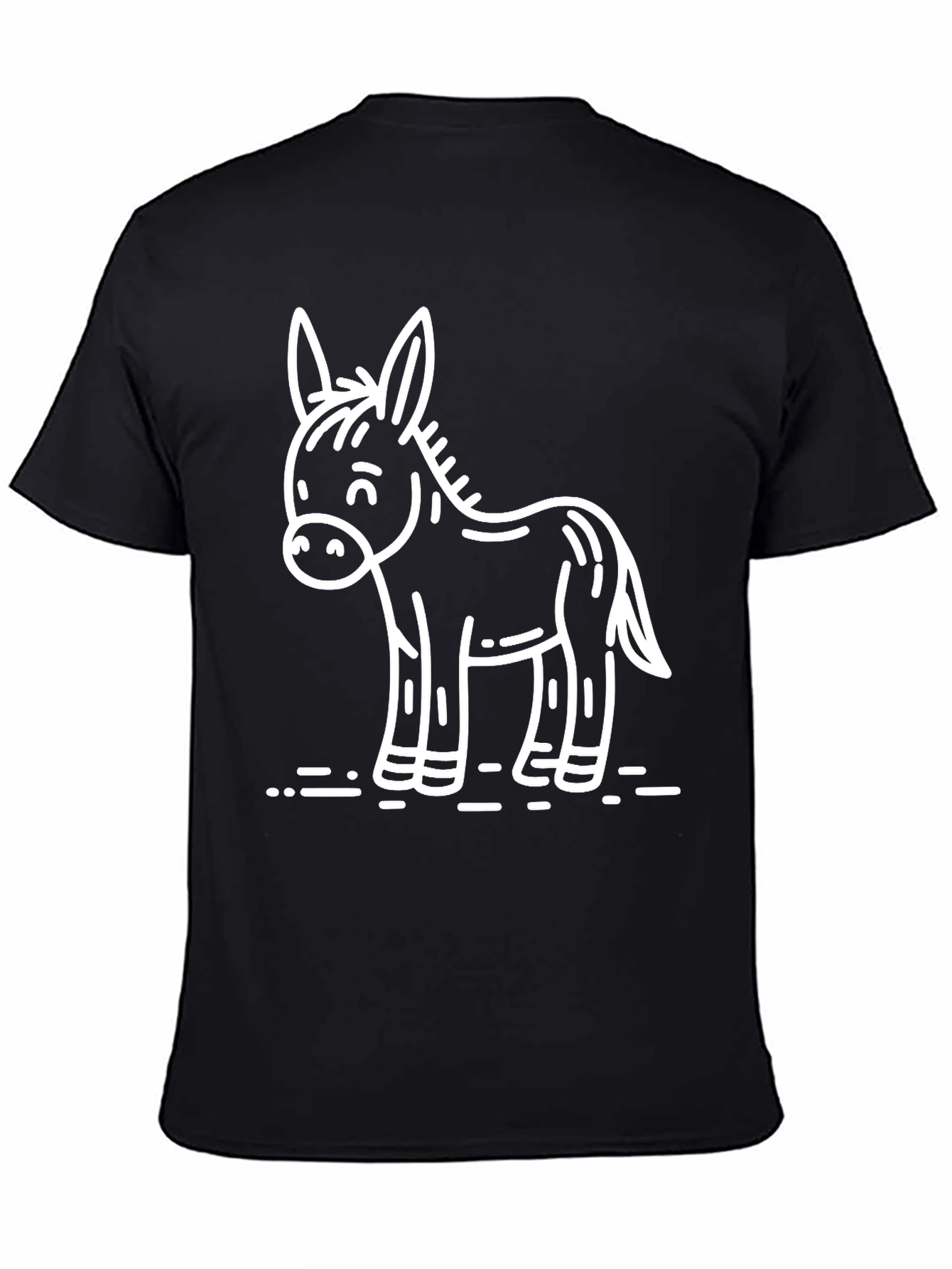 Cute Donkey Graphic Tee - Black Cotton T-Shirt