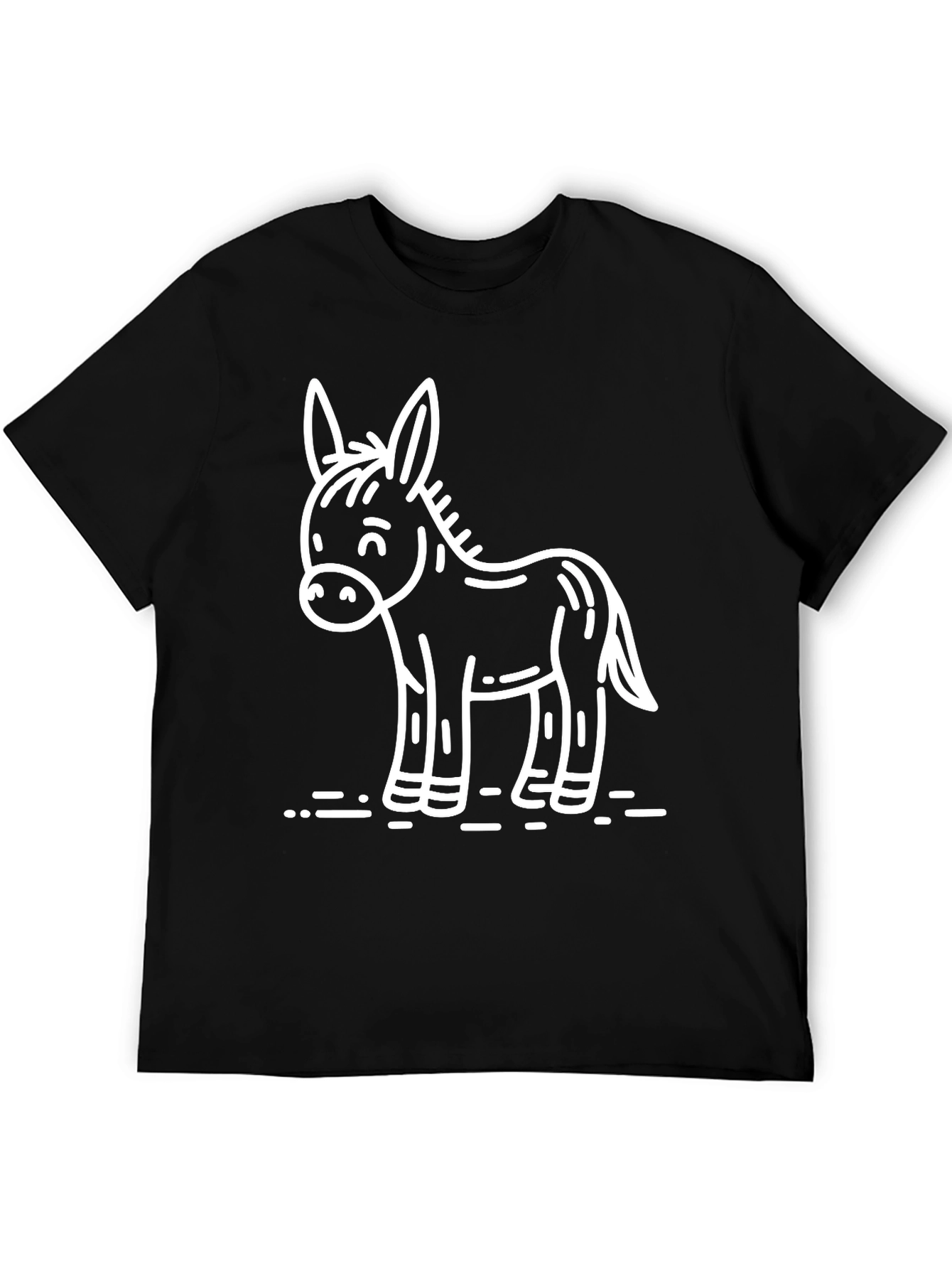 Cute Donkey Graphic Tee - Black Cotton T-Shirt