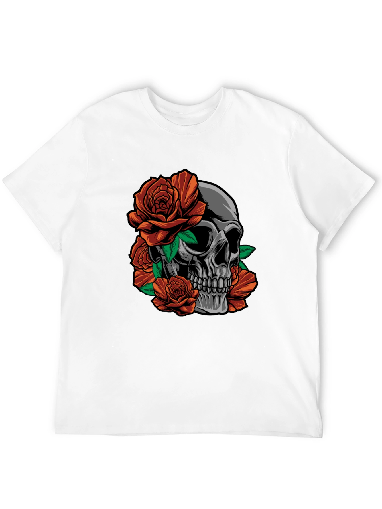 Skull and Roses Graphic Print T-Shirt