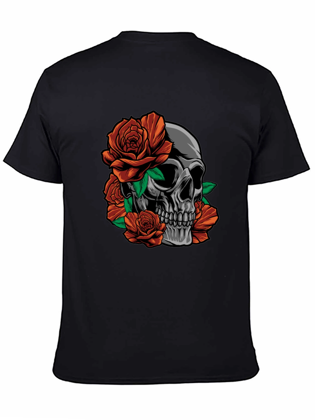 Skull and Roses Graphic Print T-Shirt