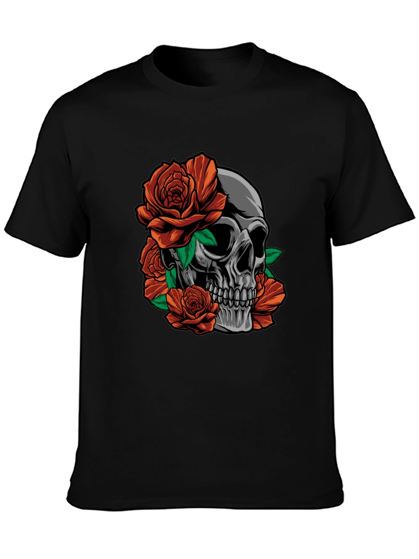Skull and Roses Graphic Print T-Shirt