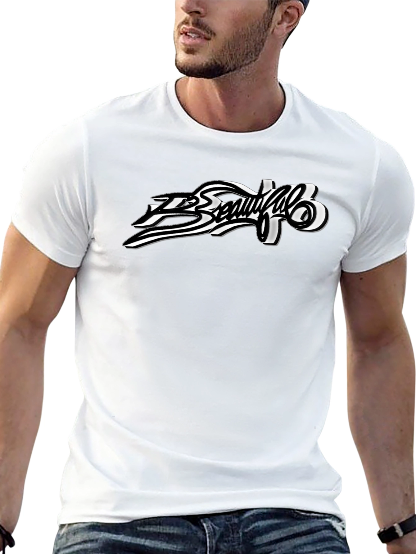 Stylish Graphic Print Black T-Shirt