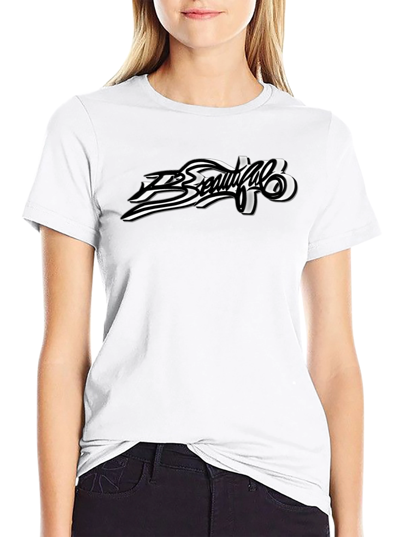 Stylish Graphic Print Black T-Shirt