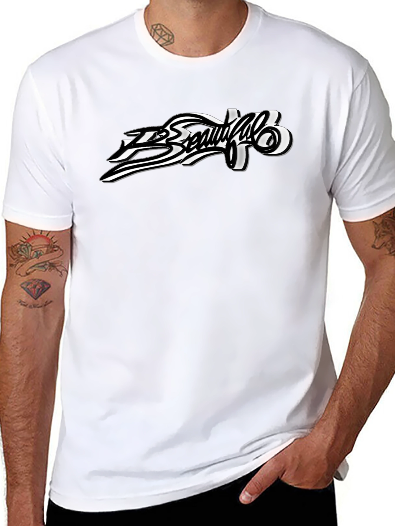 Stylish Graphic Print Black T-Shirt
