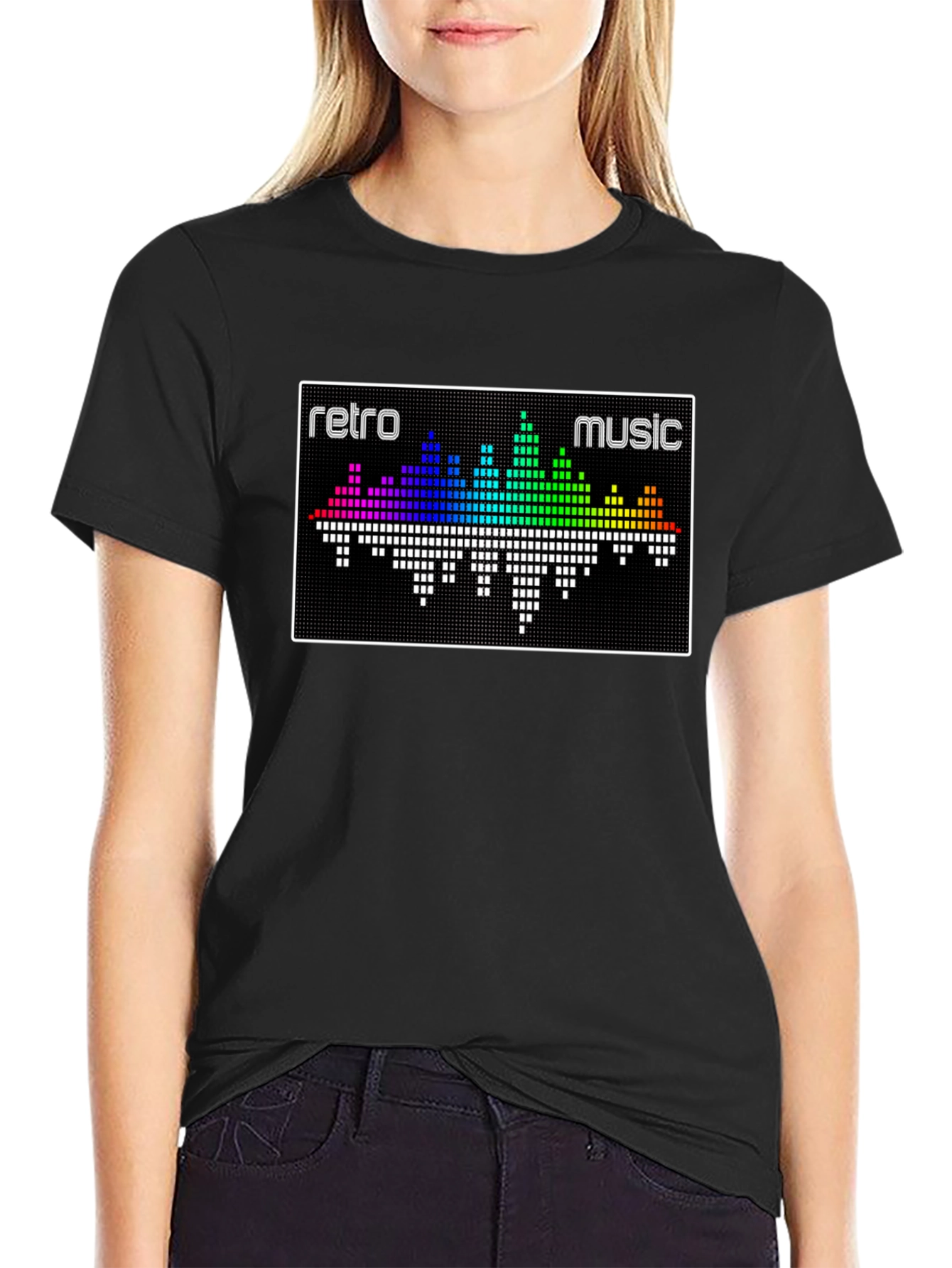 Retro Music Graphic T-Shirt - Pixelated Equalizer Design