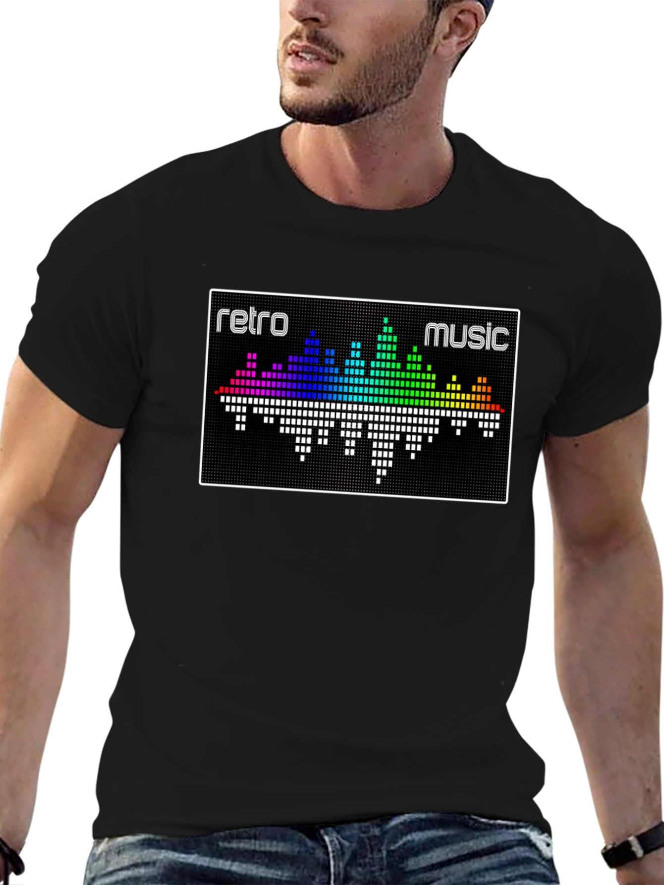 Retro Music Graphic T-Shirt - Pixelated Equalizer Design