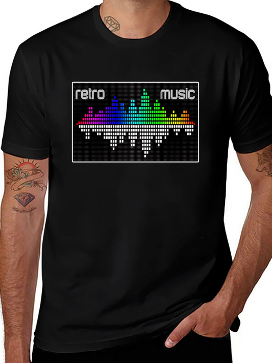 Retro Music Graphic T-Shirt - Pixelated Equalizer Design