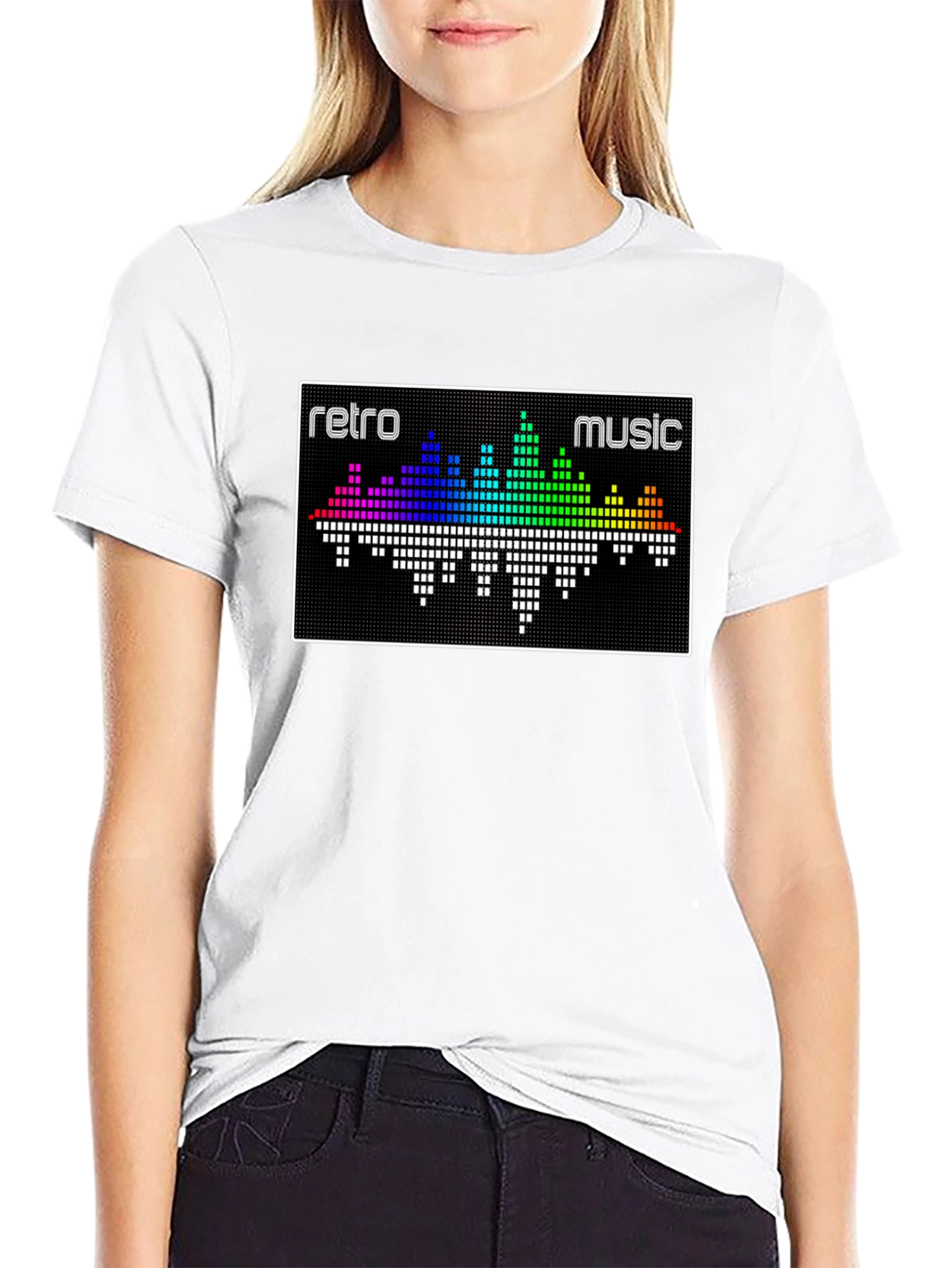 Retro Music Graphic T-Shirt - Pixelated Equalizer Design