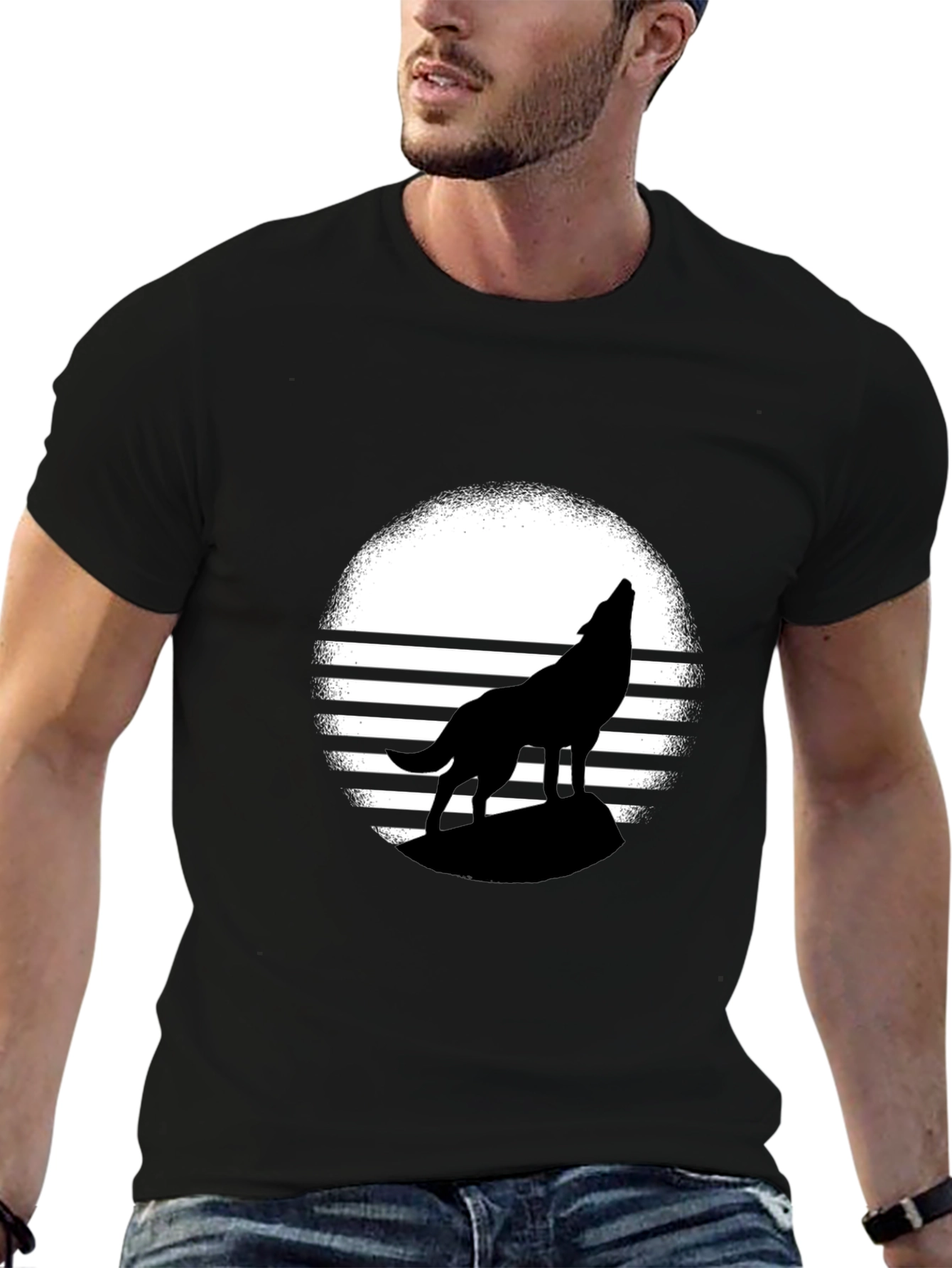 Wolf Silhouette Tee - Graphic Print T-Shirt