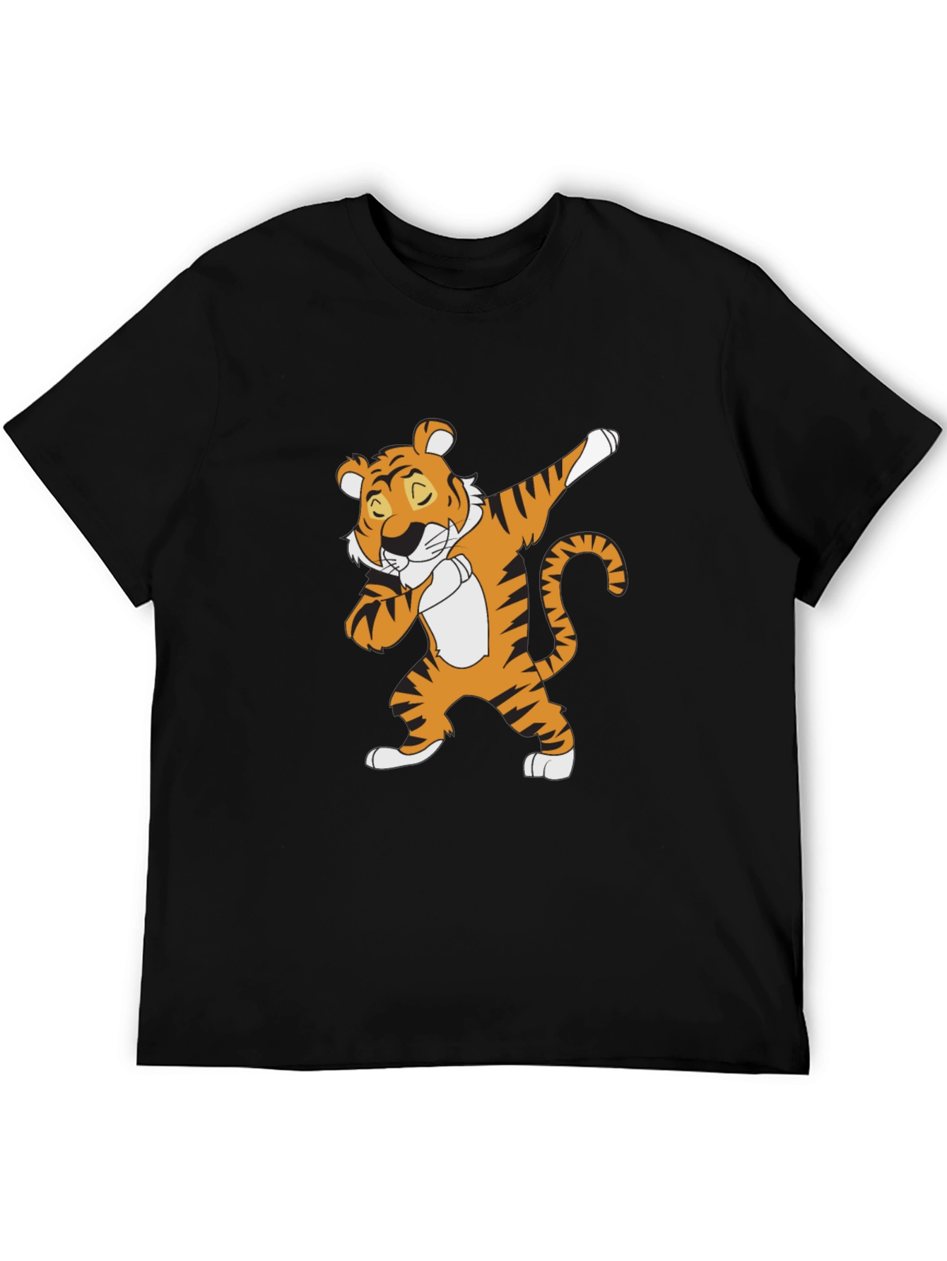 Dabbing Tiger Graphic Tee - Black Cotton T-Shirt