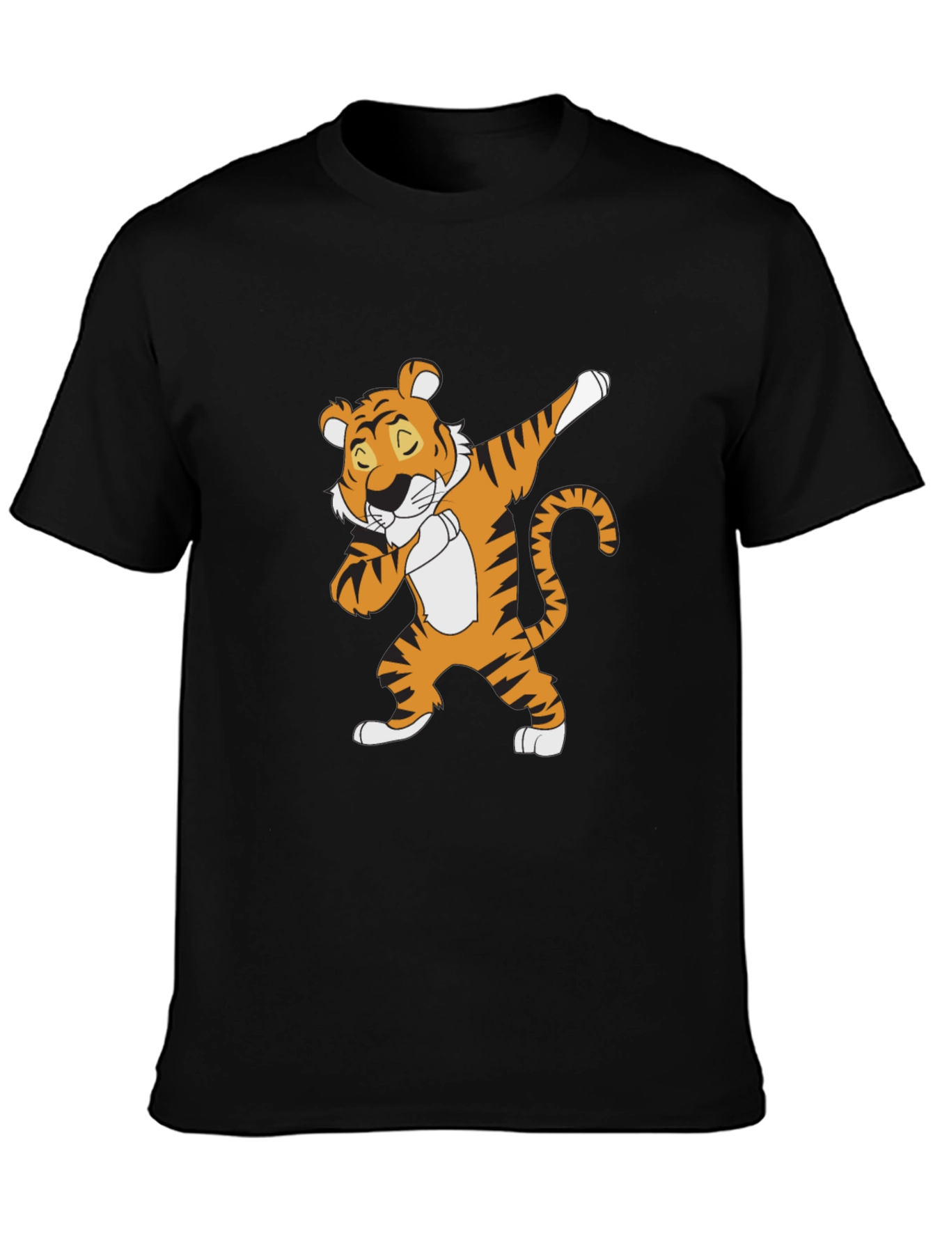 Dabbing Tiger Graphic Tee - Black Cotton T-Shirt