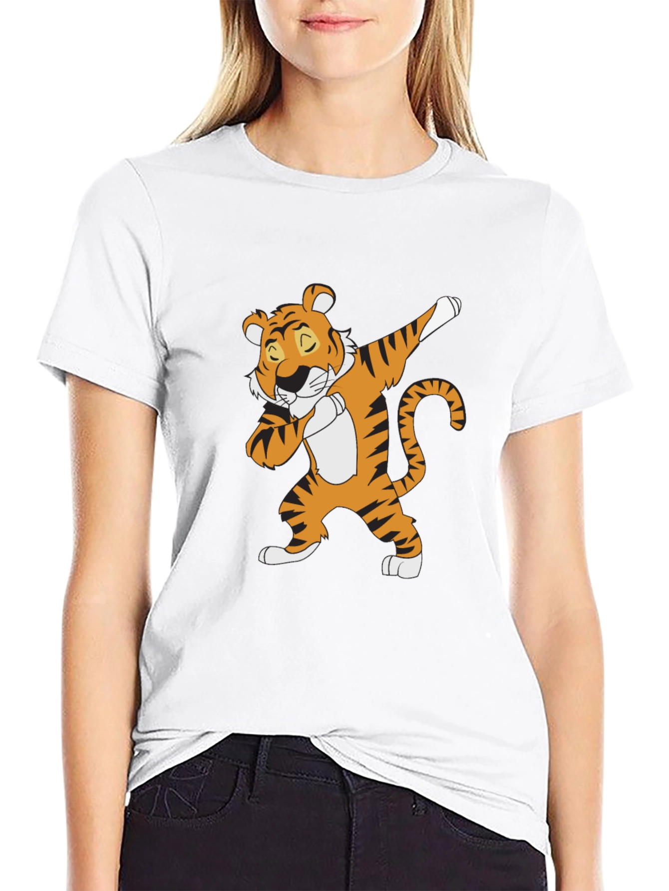 Dabbing Tiger Graphic Tee - Black Cotton T-Shirt