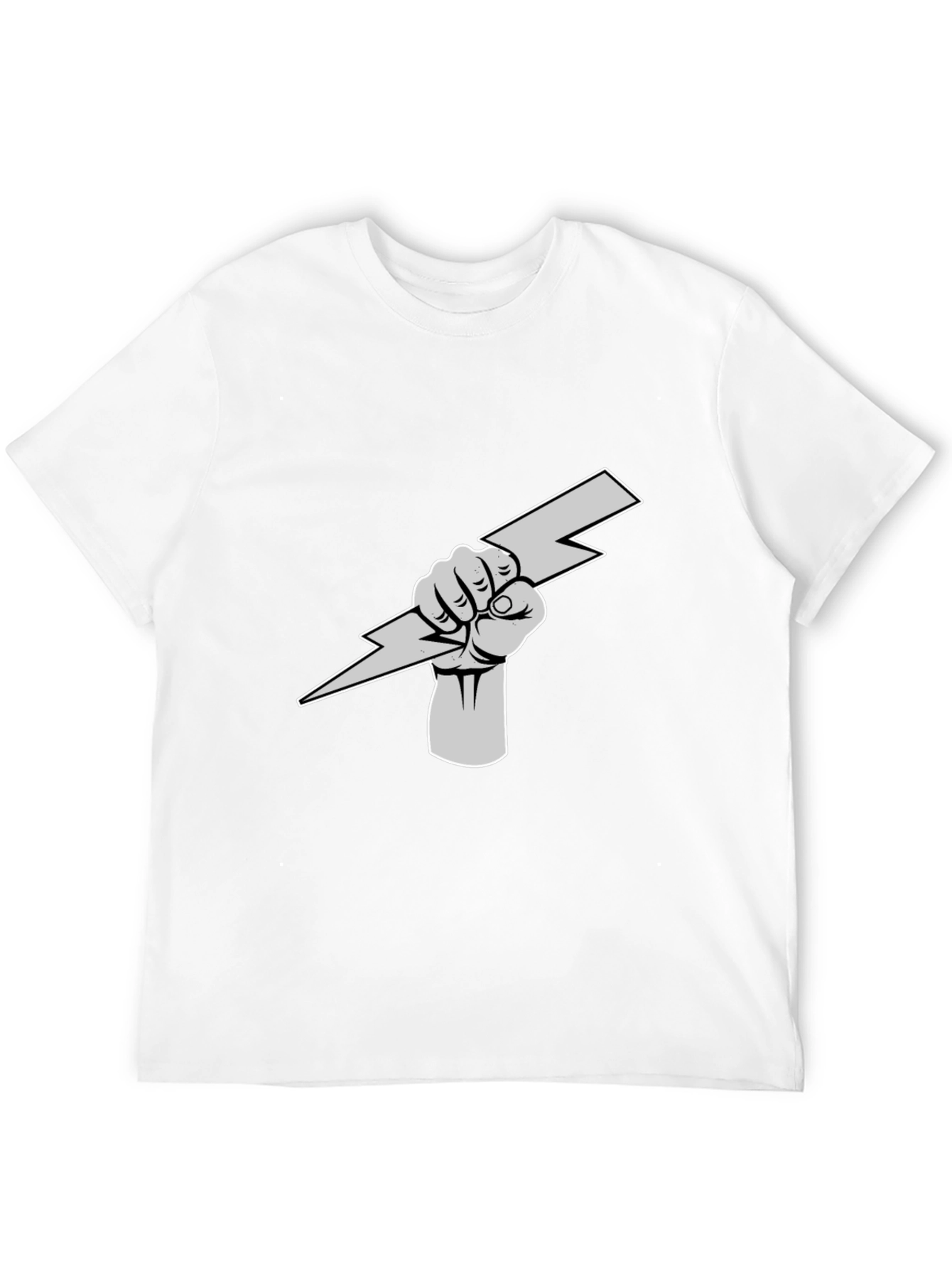 Lightning Bolt Fist Graphic Tee - Black Cotton Shirt