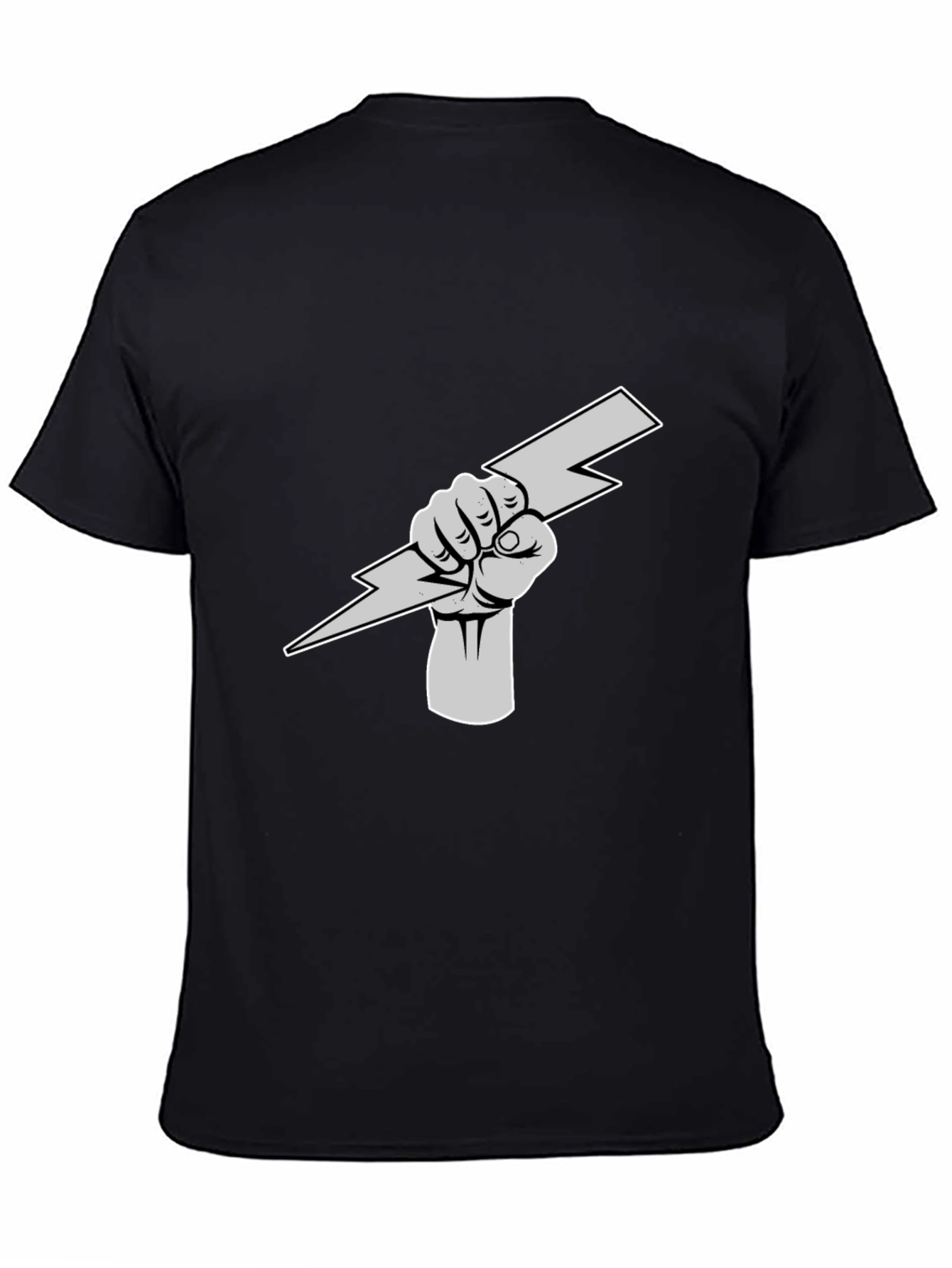 Lightning Bolt Fist Graphic Tee - Black Cotton Shirt