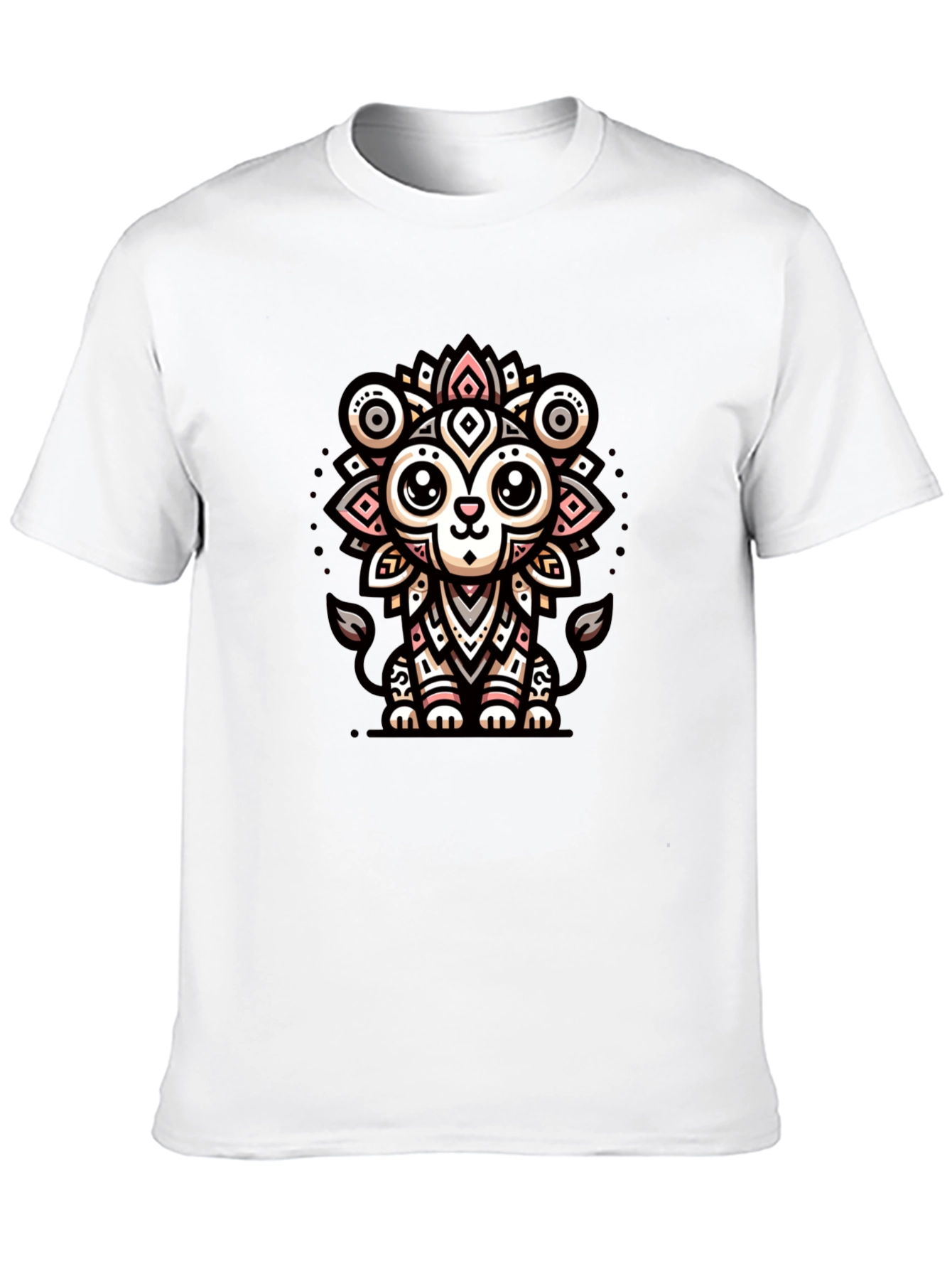 Cute Cartoon Lion Graphic Tee - Black Unisex Shirt