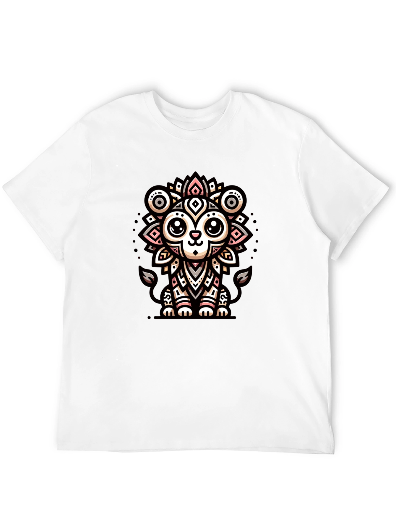 Cute Cartoon Lion Graphic Tee - Black Unisex Shirt