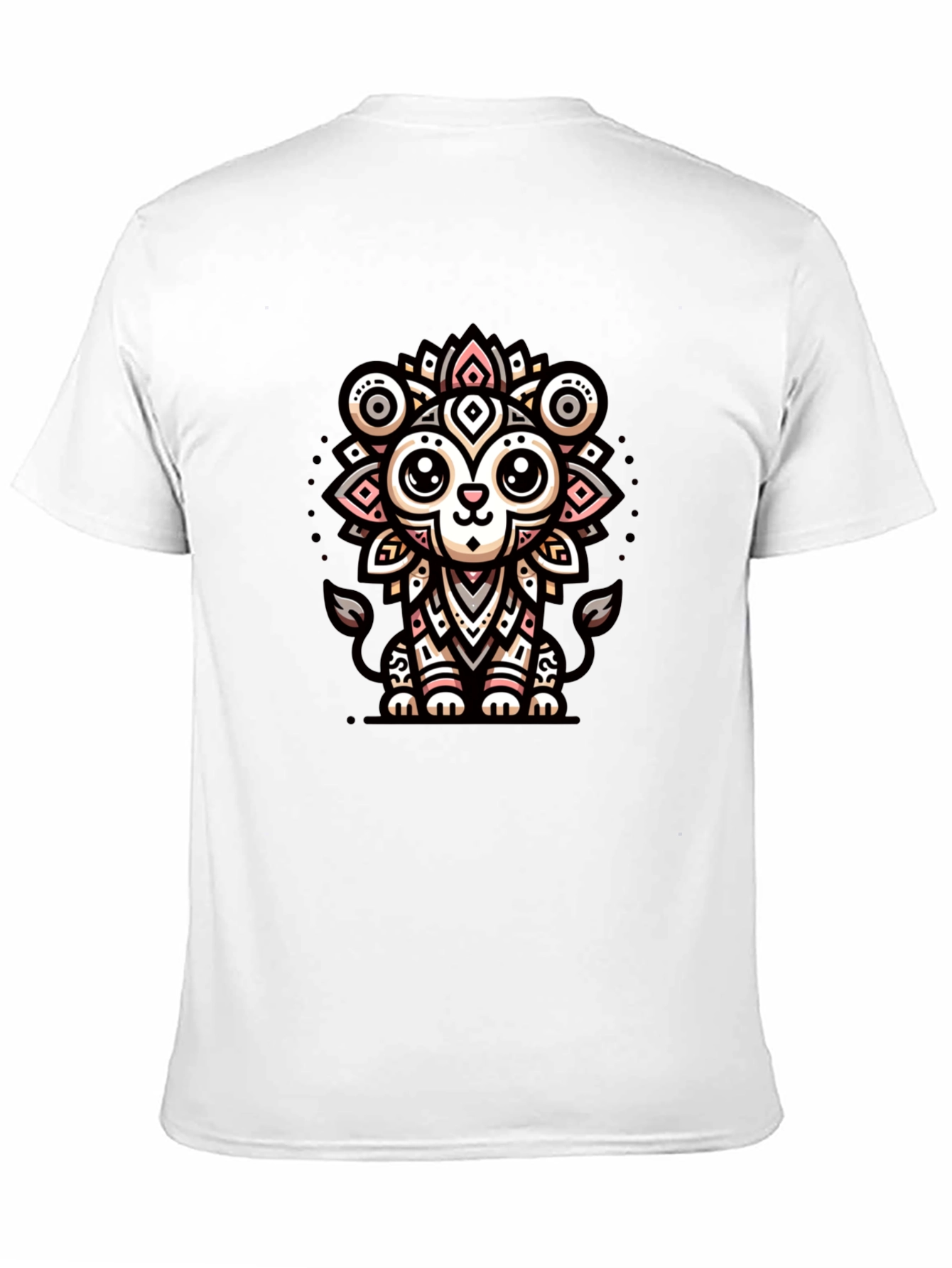 Cute Cartoon Lion Graphic Tee - Black Unisex Shirt