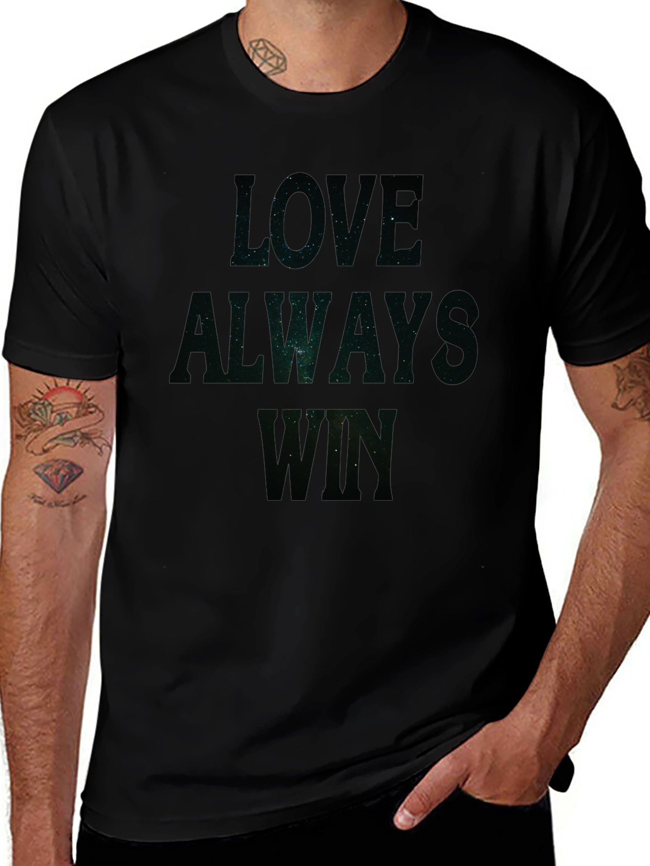 Love Always Wins Black Graphic T-Shirt