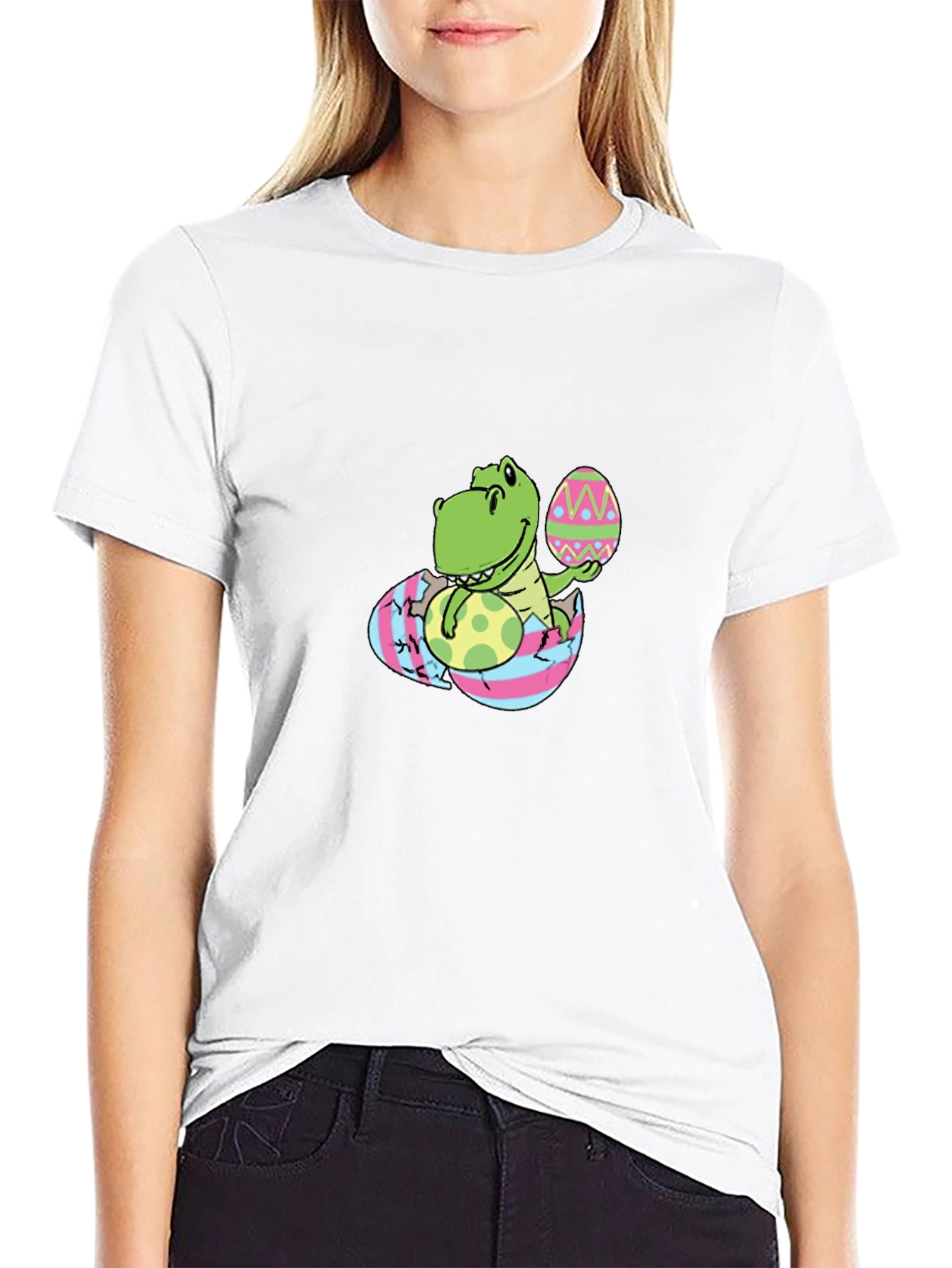 Easter Dino T-Shirt - Cute Dinosaur with Egg
