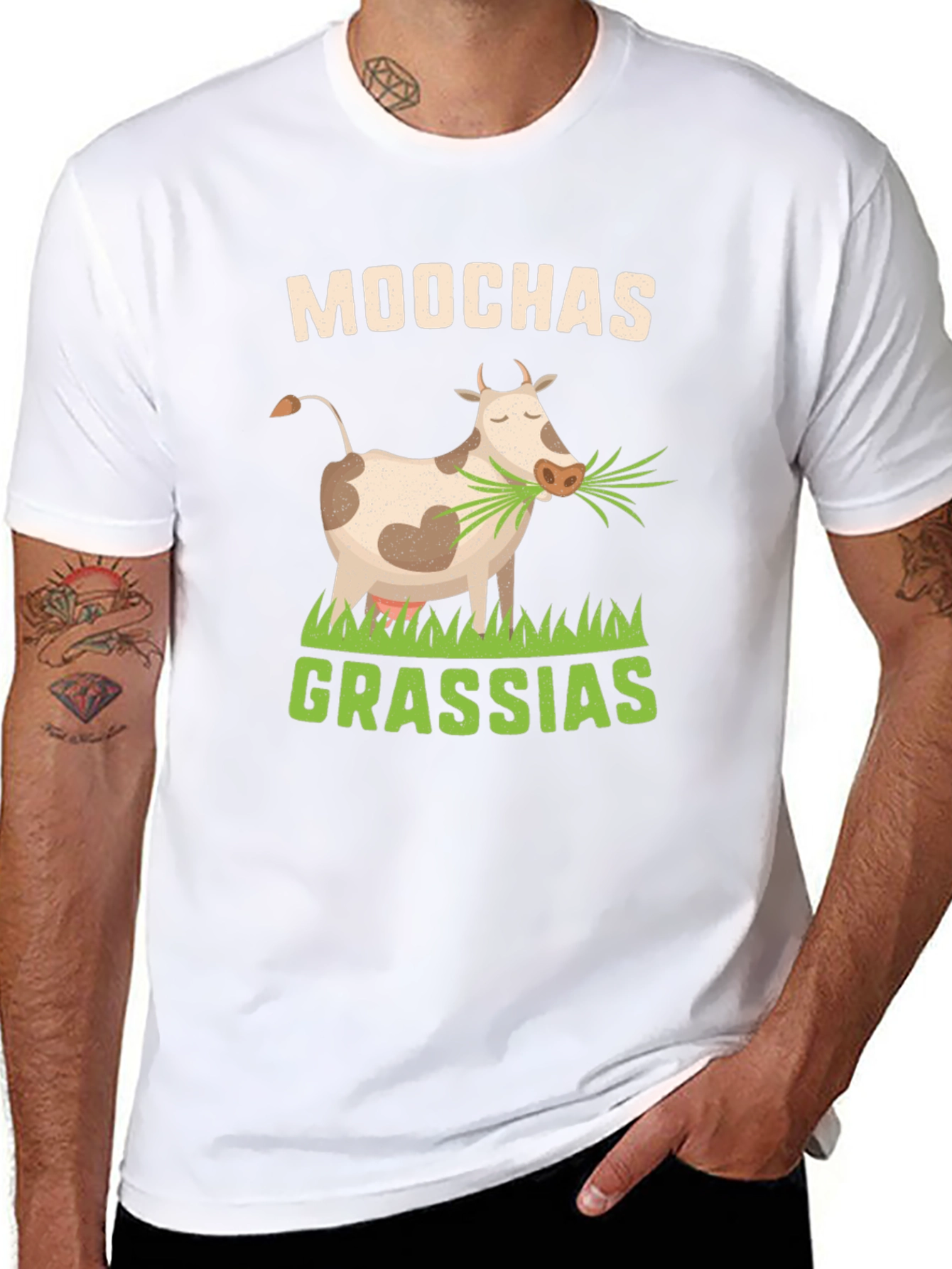 Moochas Grassias Cow Graphic T-Shirt