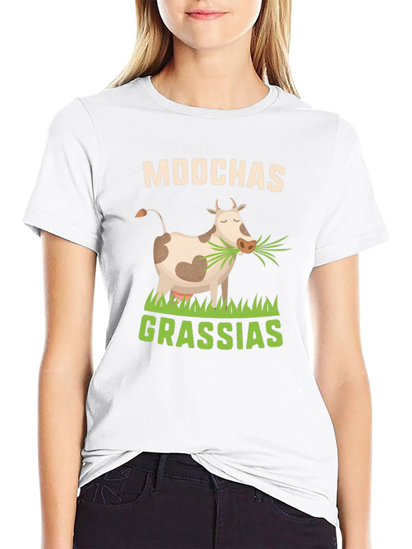 Moochas Grassias Cow Graphic T-Shirt
