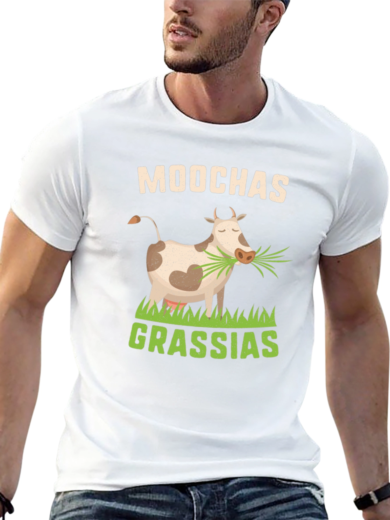 Moochas Grassias Cow Graphic T-Shirt