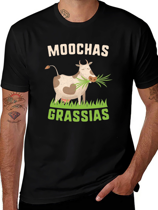 Moochas Grassias Cow Graphic T-Shirt