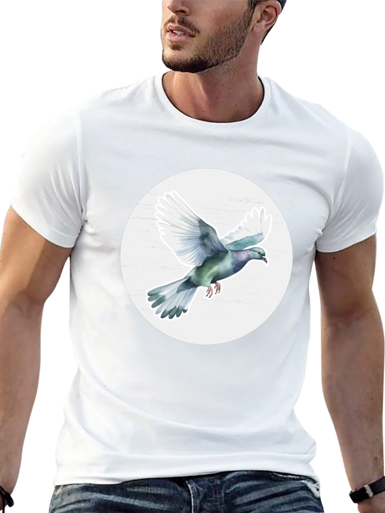 Dove Graphic Tee - Stylish Mens Crew Neck T-Shirt