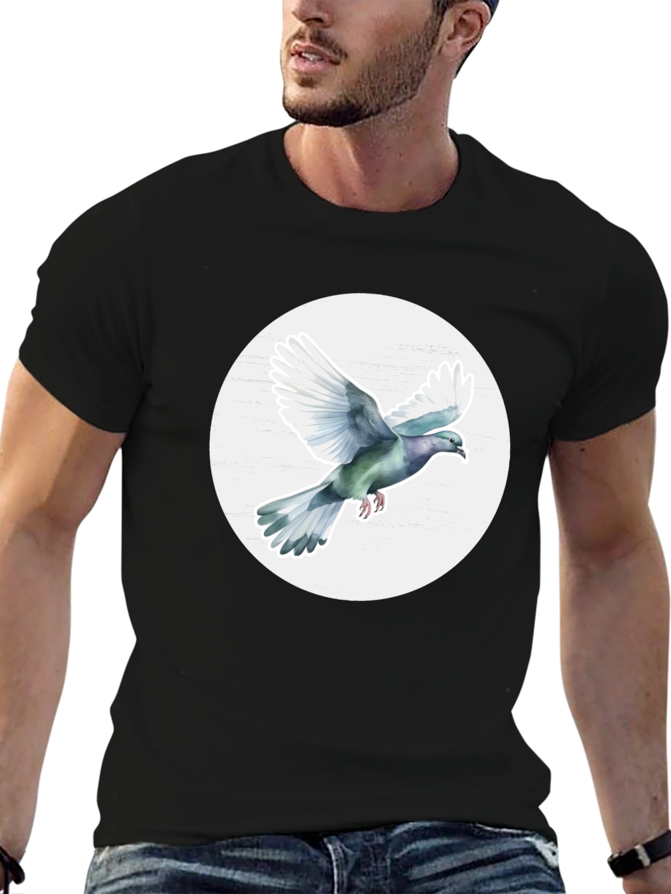 Dove Graphic Tee - Stylish Mens Crew Neck T-Shirt