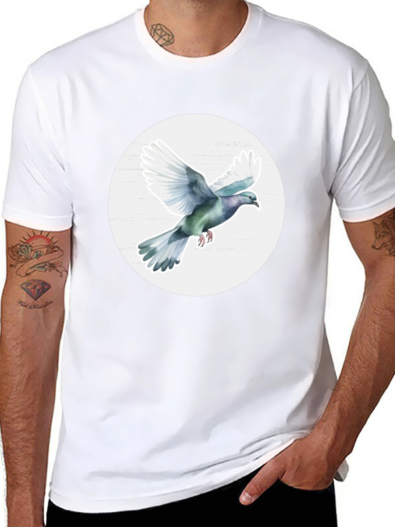 Dove Graphic Tee - Stylish Mens Crew Neck T-Shirt