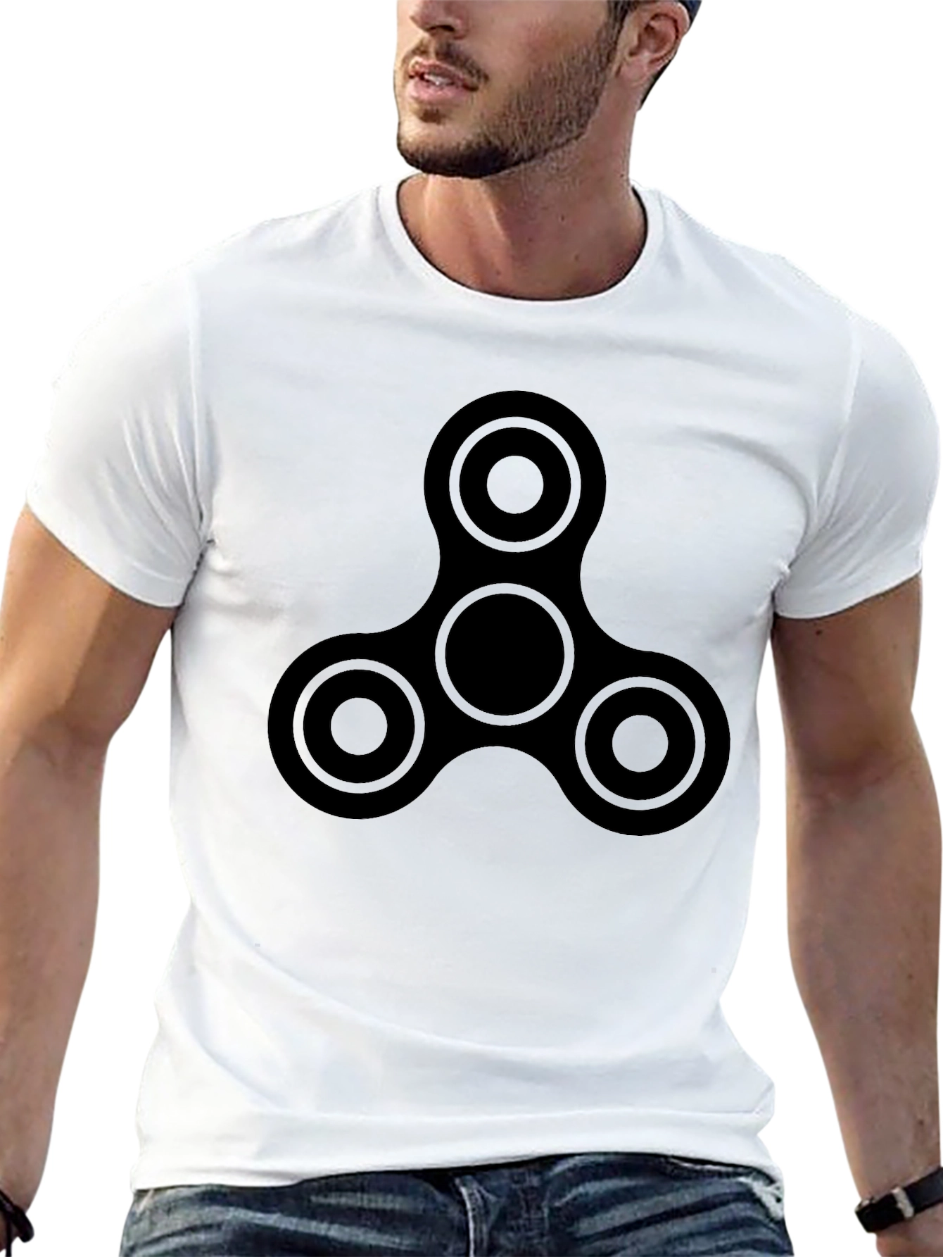 Fidget Spinner Graphic Tee - Black Casual Shirt