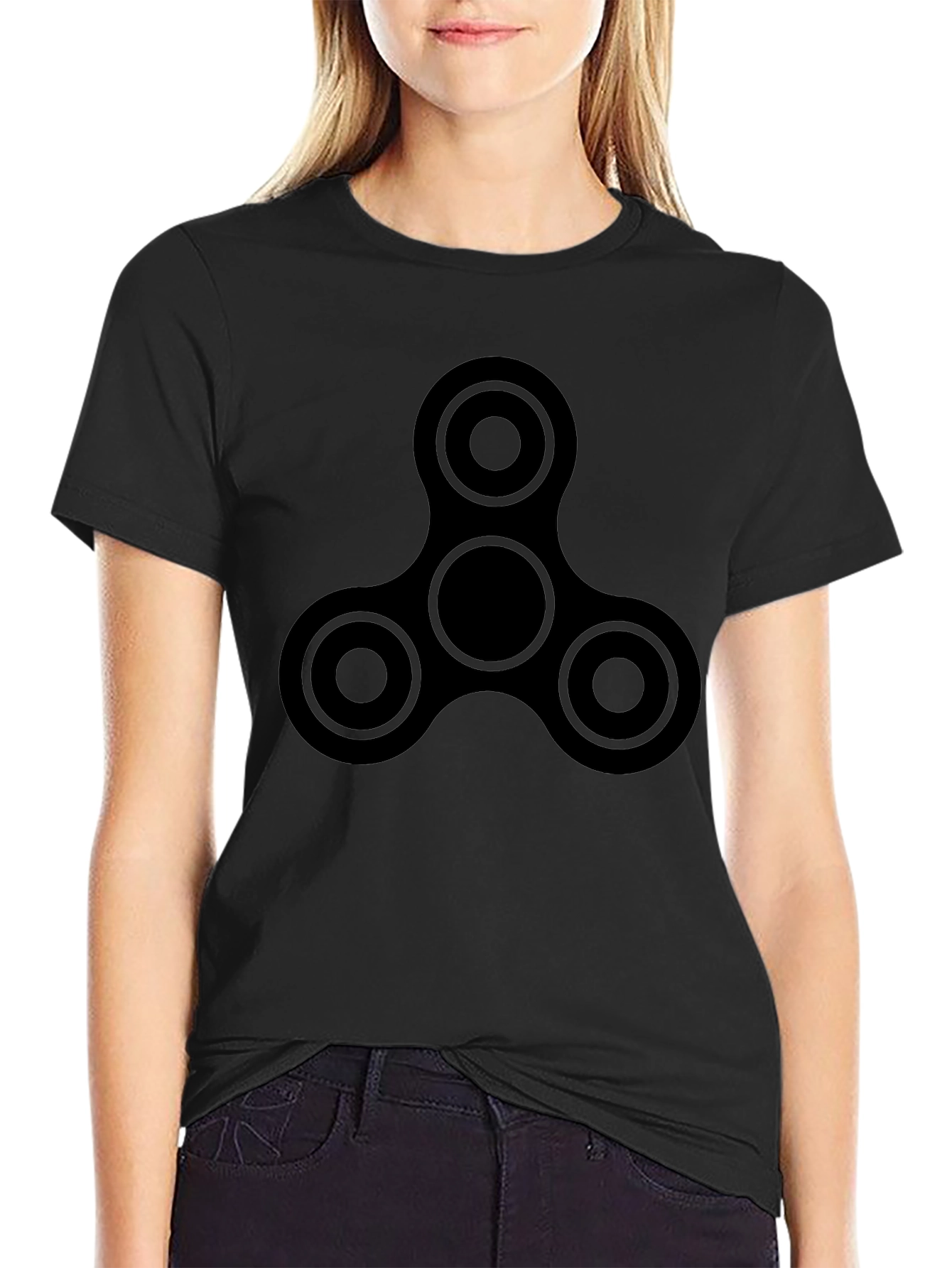 Fidget Spinner Graphic Tee - Black Casual Shirt