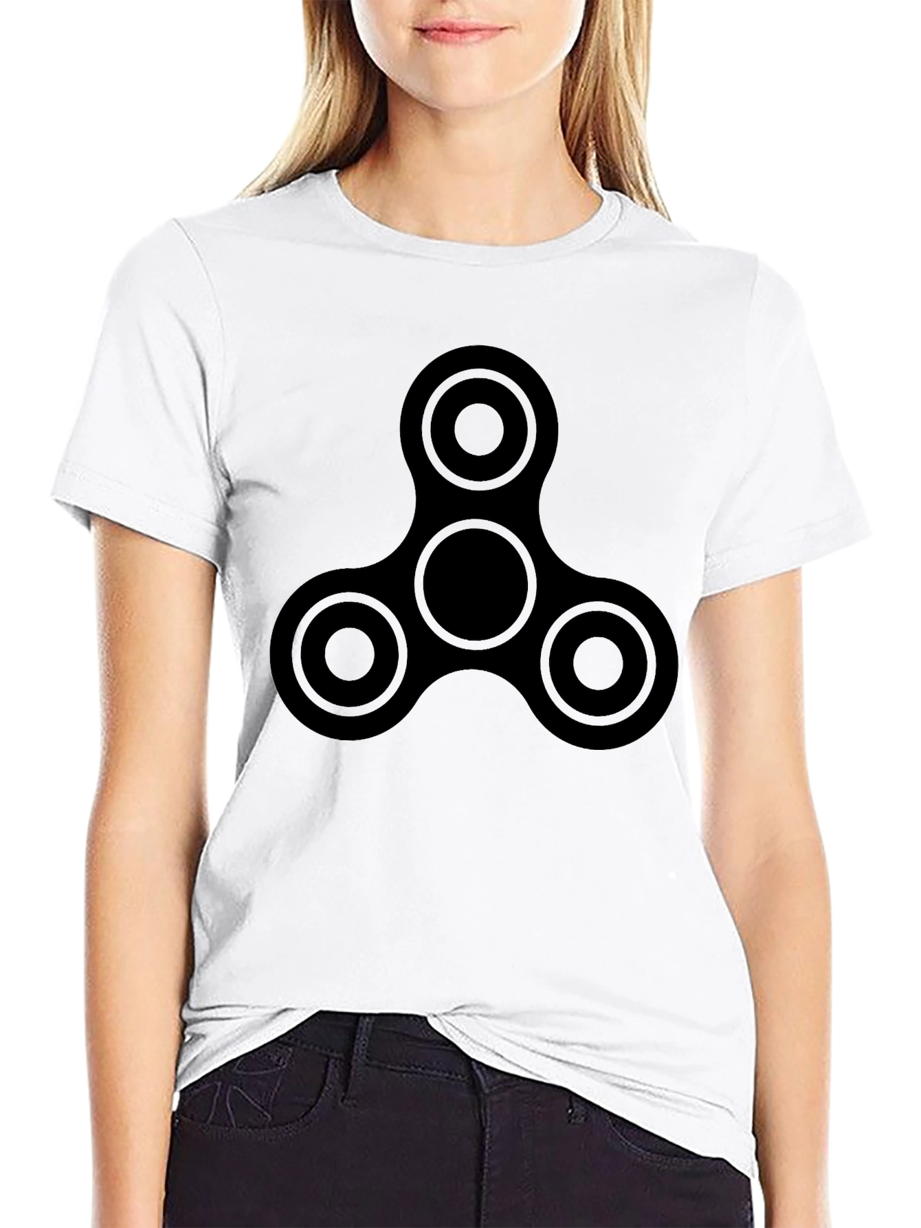 Fidget Spinner Graphic Tee - Black Casual Shirt